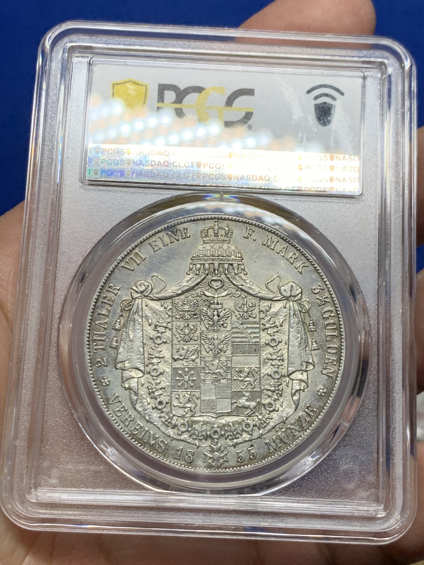 《竞宝斋》第249场-周日，周一 ，周二3场连拍 (全场包邮) PCGS  AU53  德国  1855年  普鲁士威廉四世2泰勒