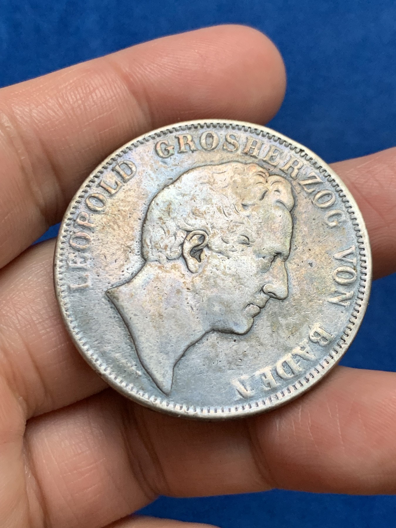 《竞宝斋》第249场-周日，周一 ，周二3场连拍 (全场包邮) 1843年德国巴登利奥波德2泰勒银币