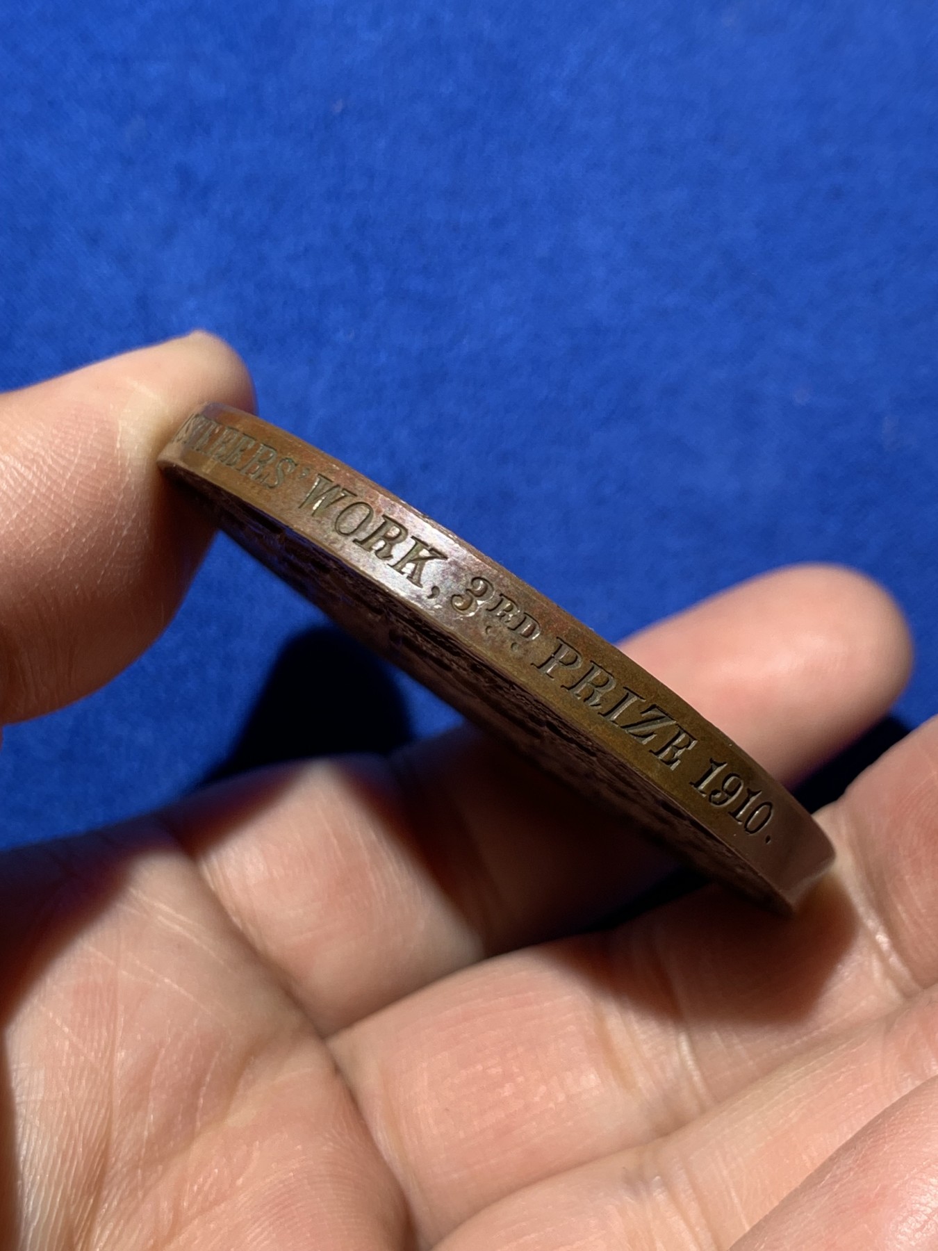 《竞宝斋》第249场-周日，周一 ，周二3场连拍 (全场包邮) 1910 英国伦敦科技协会铜章，直径51.1mm，约72.9克