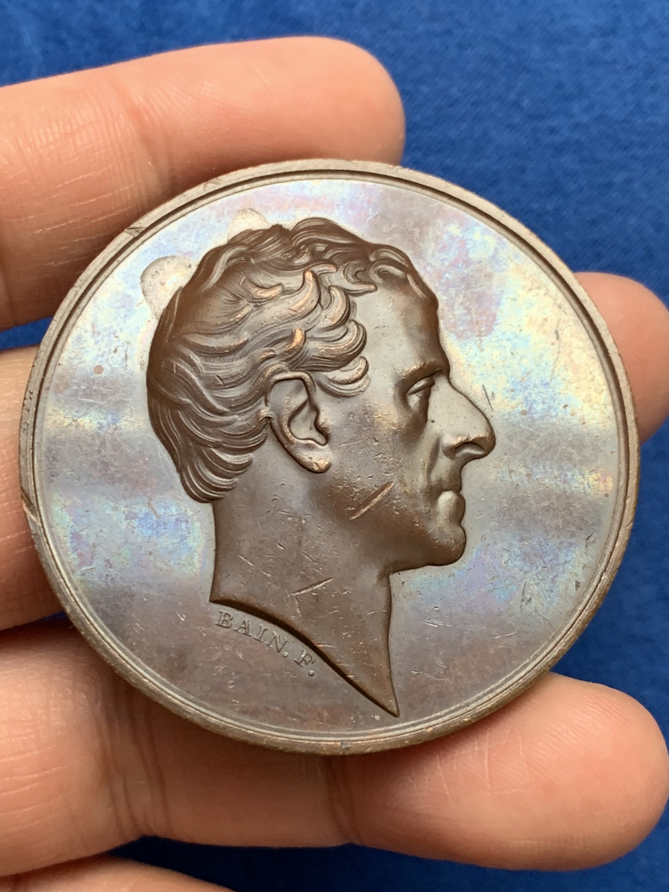 《竞宝斋》第249场-周日，周一 ，周二3场连拍 (全场包邮) 1830 英国乔治格兰维尔铜章，直径48.8mm,约52克