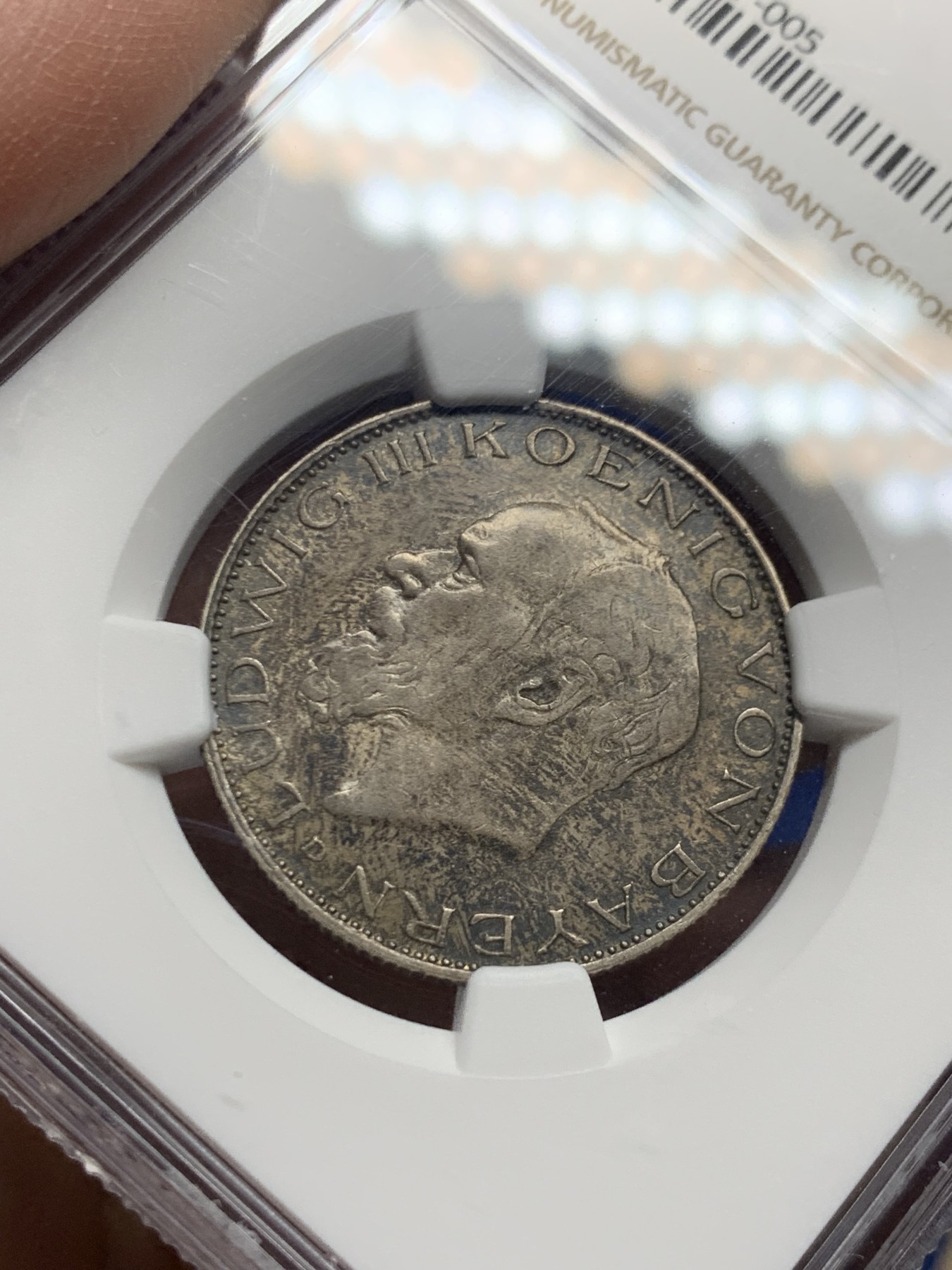 《竞宝斋》第249场-周日，周一 ，周二3场连拍 (全场包邮) NGC  AU58  德国  1914年  巴伐利亚路德维希三世2马克