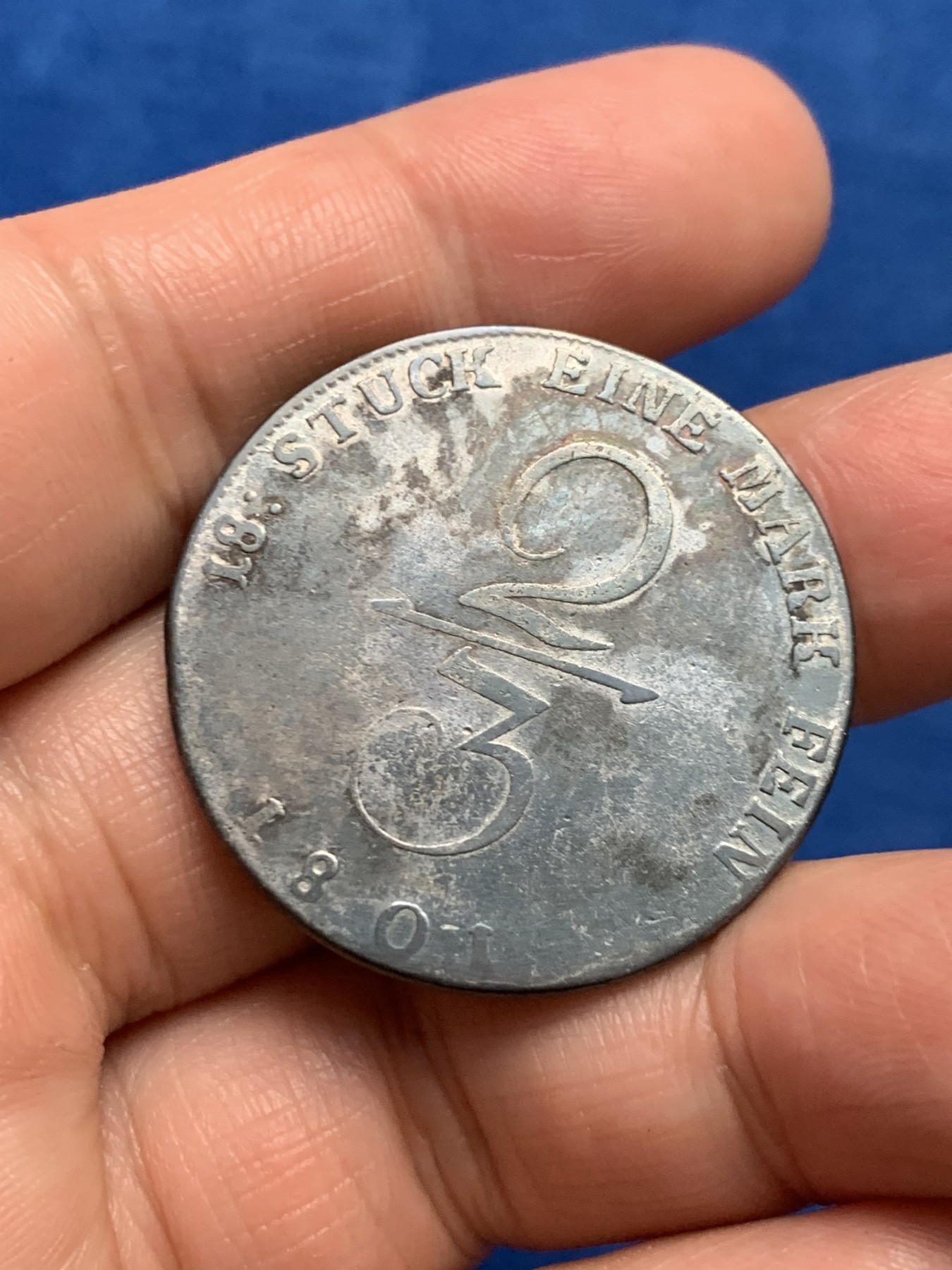 《竞宝斋》第249场-周日，周一 ，周二3场连拍 (全场包邮) 1801年德国梅克伦堡什未林2/3泰勒银币