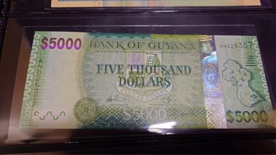 【世界钱币】精选微拍第98期暨2024年第9期  - 圭亚那5000 全新绝品