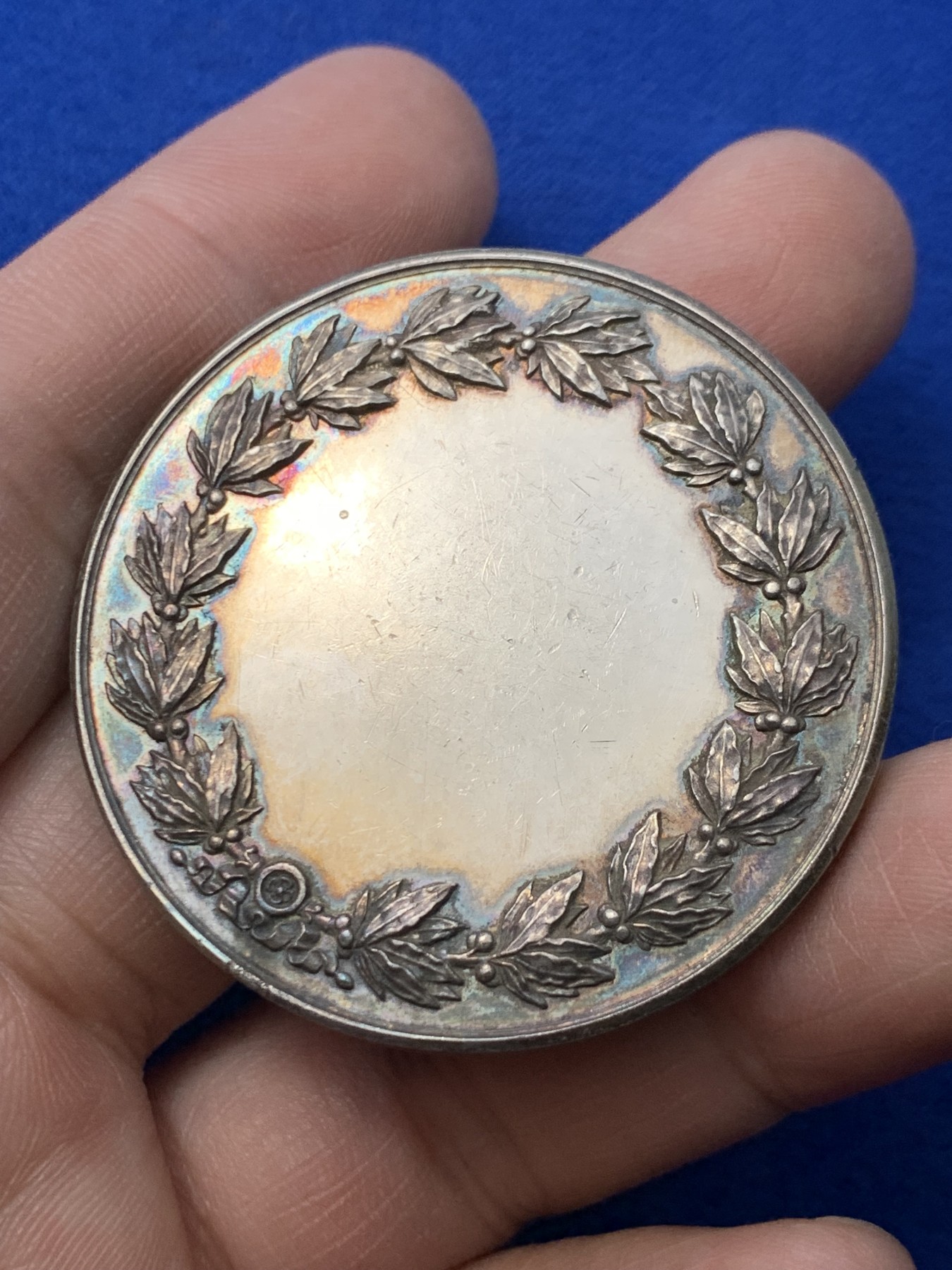 《竞宝斋》第249场-周日，周一 ，周二3场连拍 (全场包邮) 19世纪法国稻谷女神银章，直径45.7mm，约50.6克，边铭有银标