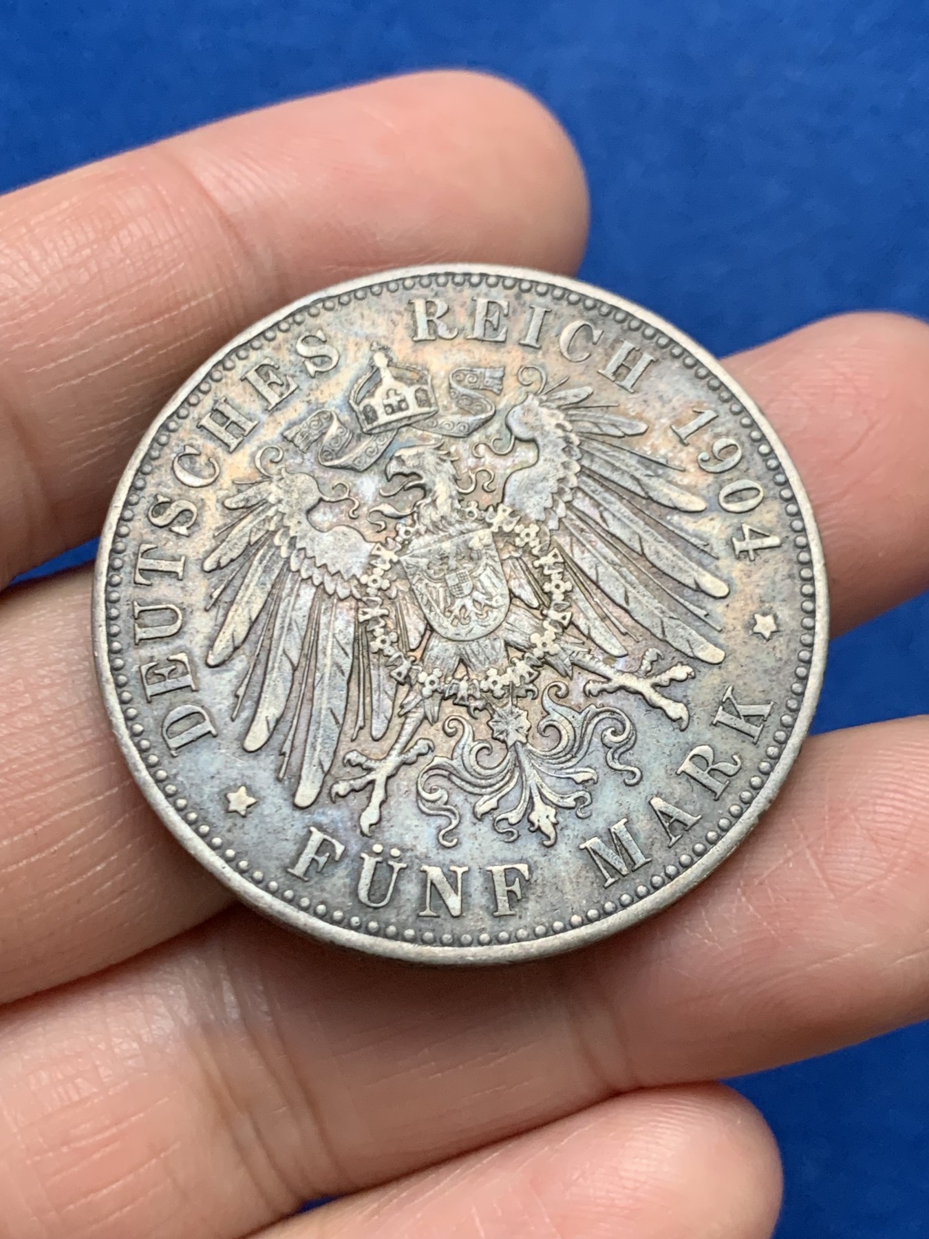 《竞宝斋》第249场-周日，周一 ，周二3场连拍 (全场包邮) 1904年德国梅克伦堡什未林结婚纪念5马克银币