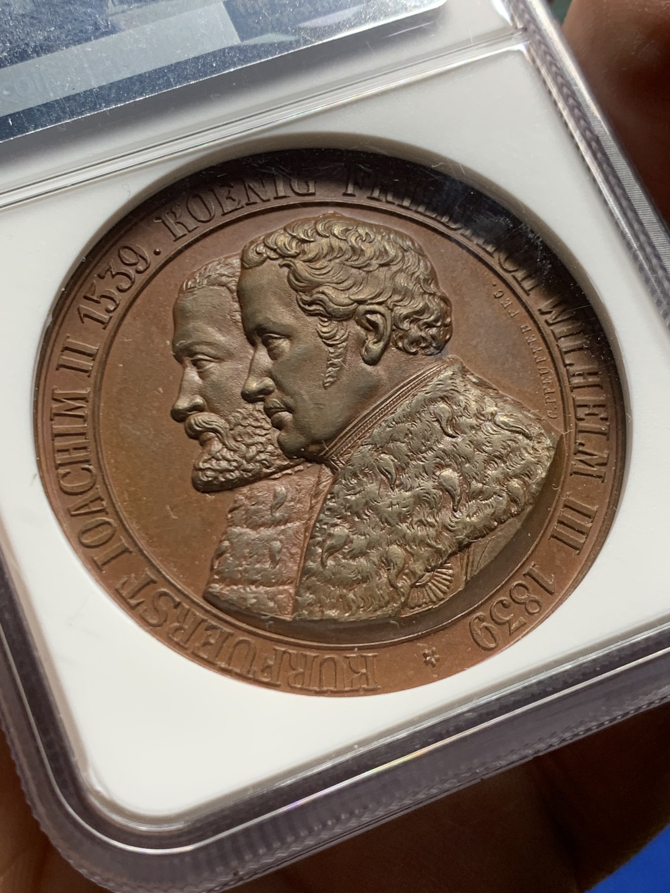 《竞宝斋》第249场-周日，周一 ，周二3场连拍 (全场包邮) NGC  MS64BN  德国  1839  宗教改革三百年纪念铜章