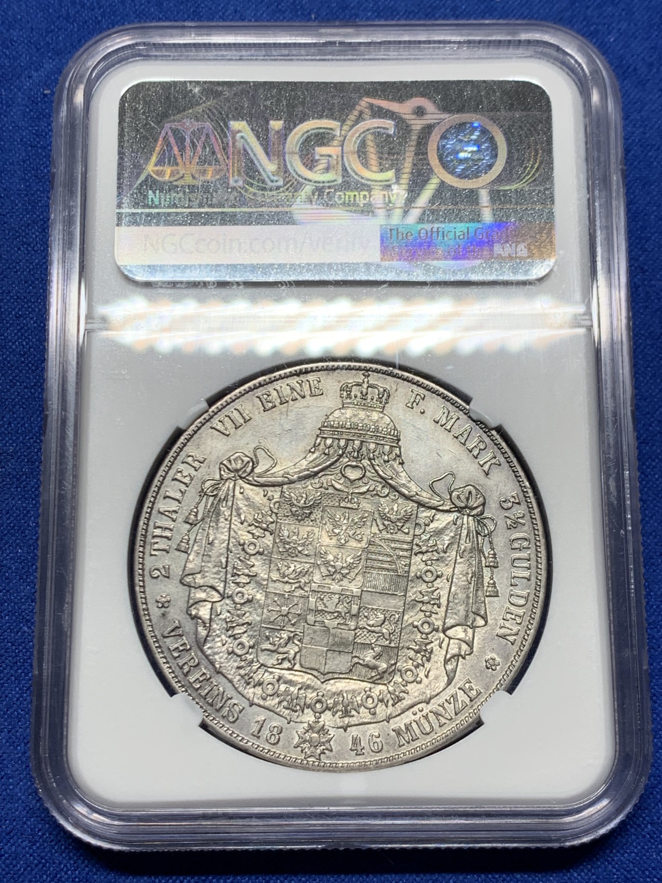 《竞宝斋》第249场-周日，周一 ，周二3场连拍 (全场包邮) NGC  AUD  德国  1846年  普鲁士威廉四世2泰勒