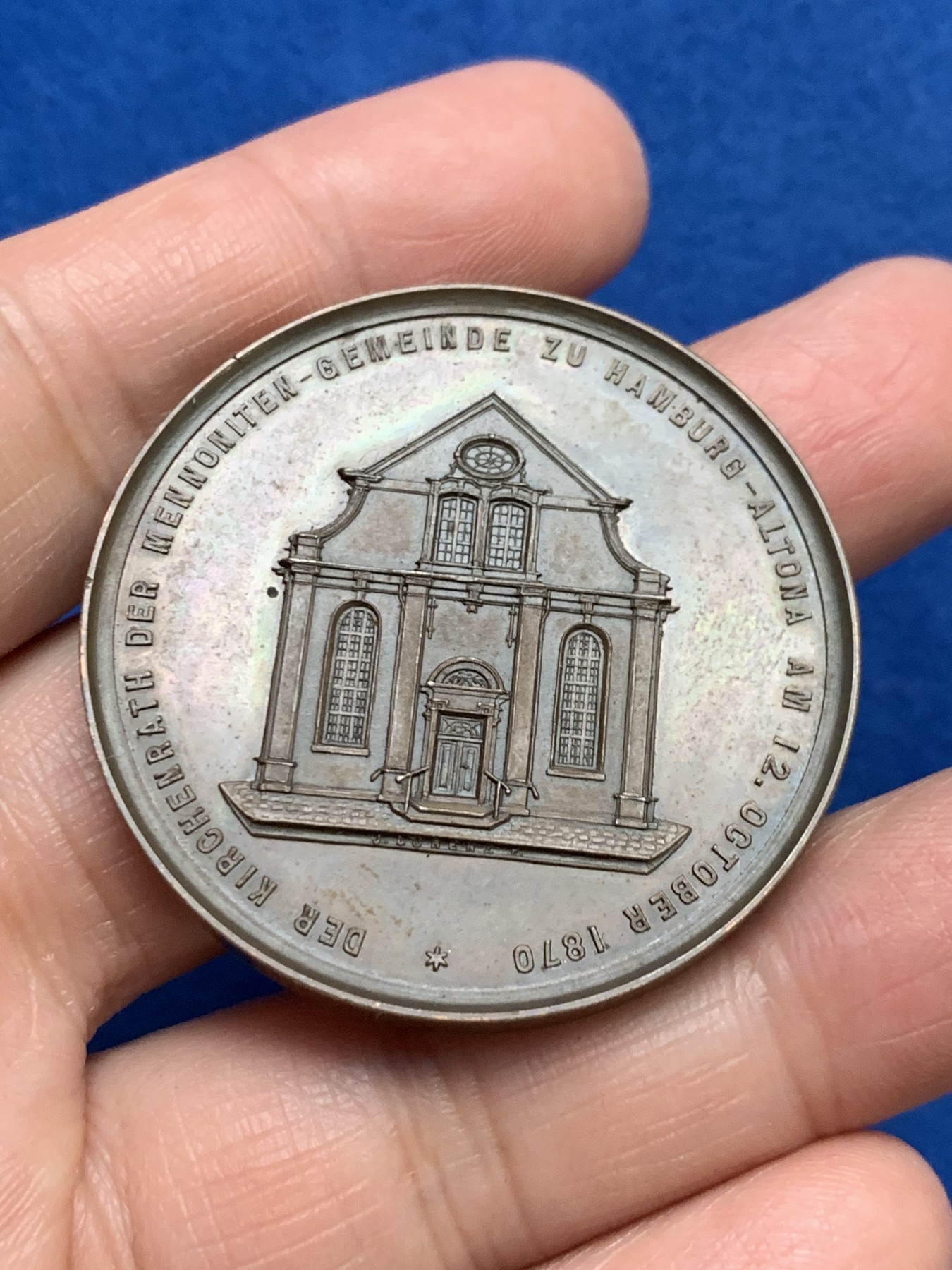 《竞宝斋》第249场-周日，周一 ，周二3场连拍 (全场包邮) 1870 德国卡尔卢森逝世25周年纪念铜章，直径42.5mm，约32.3克