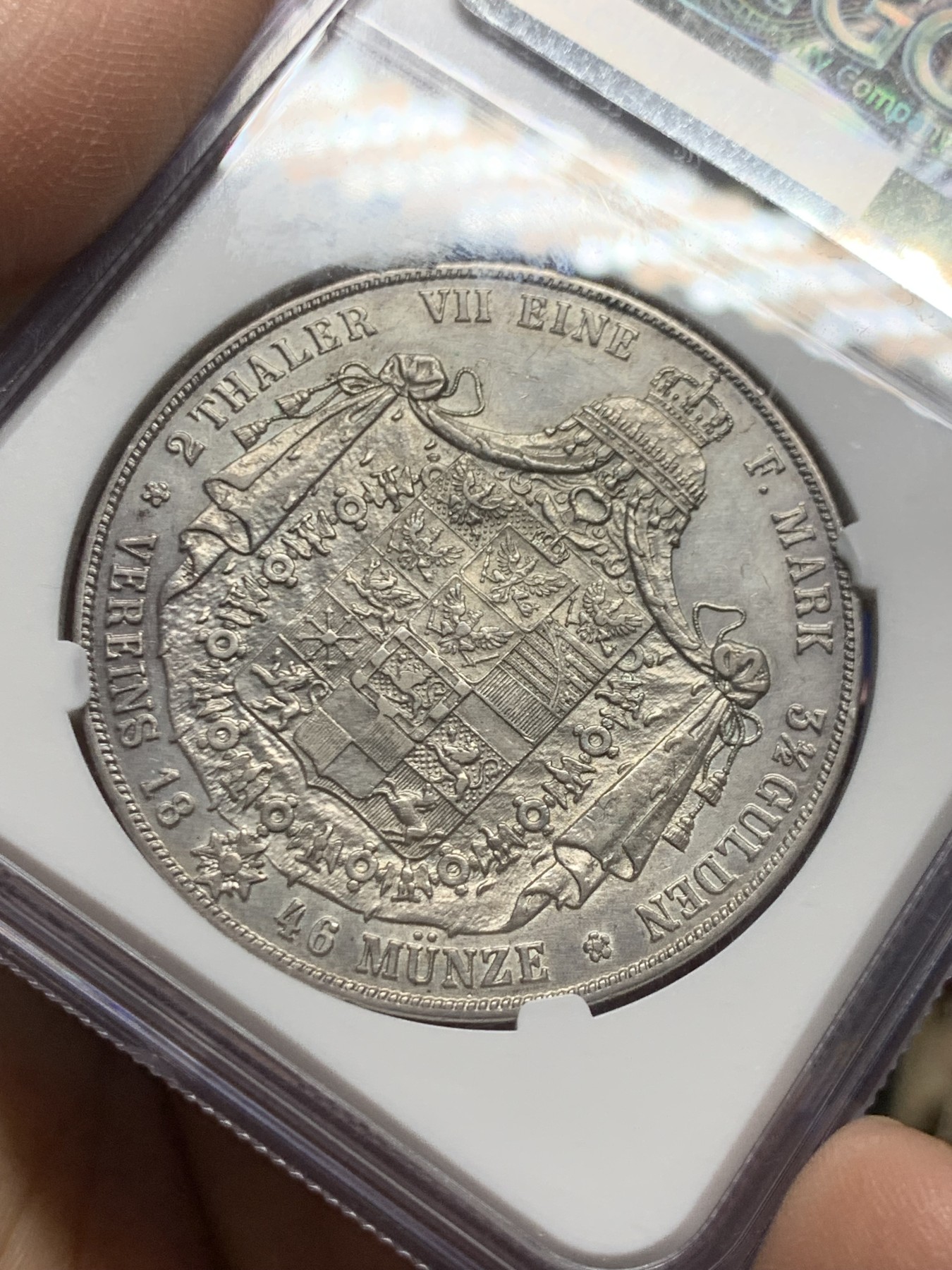 《竞宝斋》第249场-周日，周一 ，周二3场连拍 (全场包邮) NGC  AUD  德国  1846年  普鲁士威廉四世2泰勒