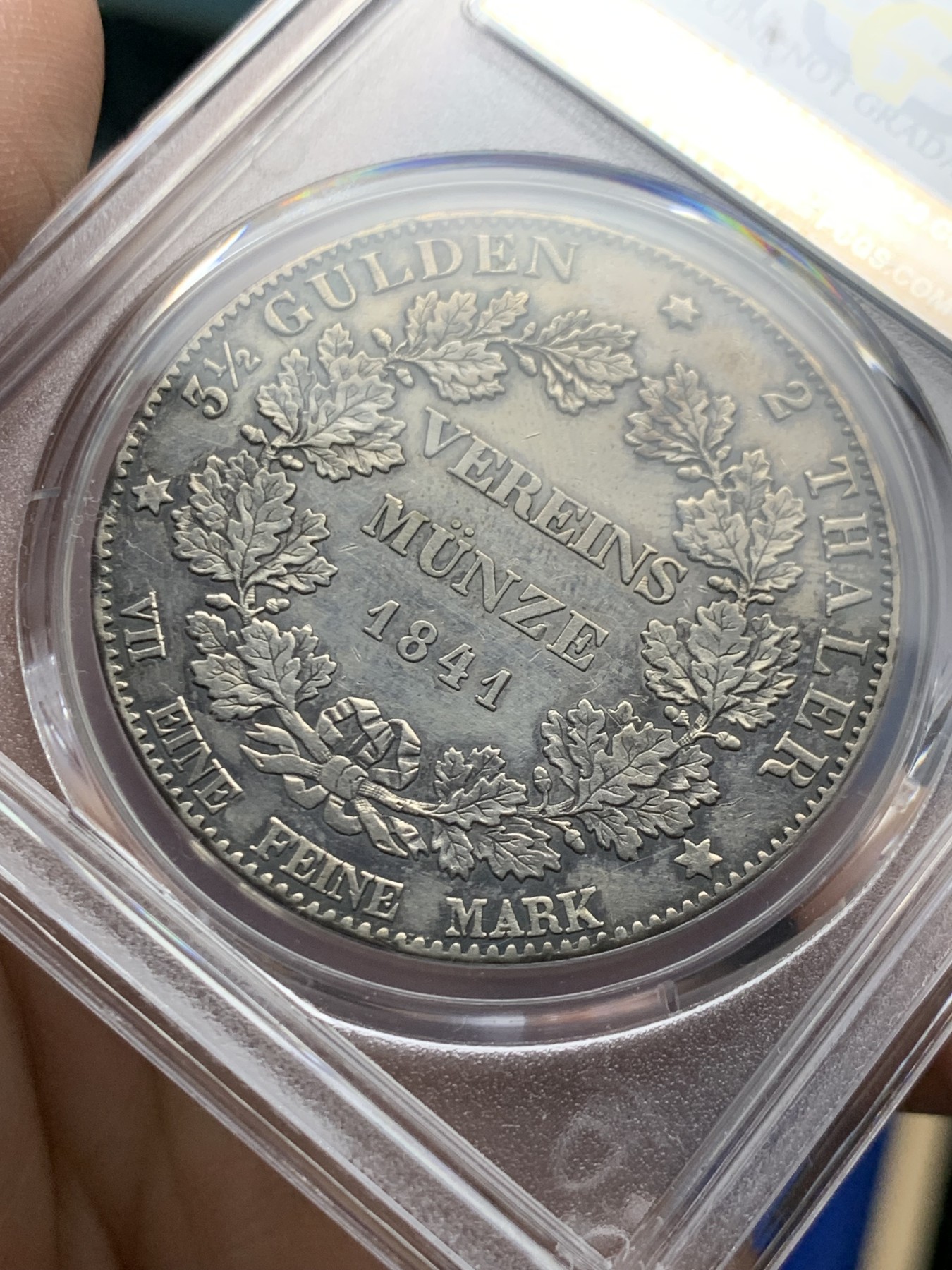 《竞宝斋》第249场-周日，周一 ，周二3场连拍 (全场包邮) PCGS  AUD  德国  1841年  黑森达姆施塔特2泰勒