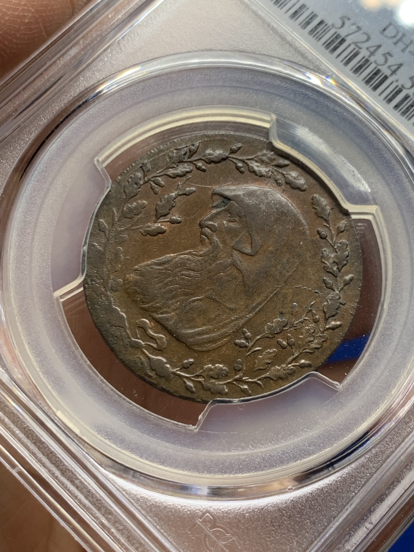 《竞宝斋》第249场-周日，周一 ，周二3场连拍 (全场包邮) PCGS  AU58  英国  1793年  北威尔士1/2便士TOKEN代用币