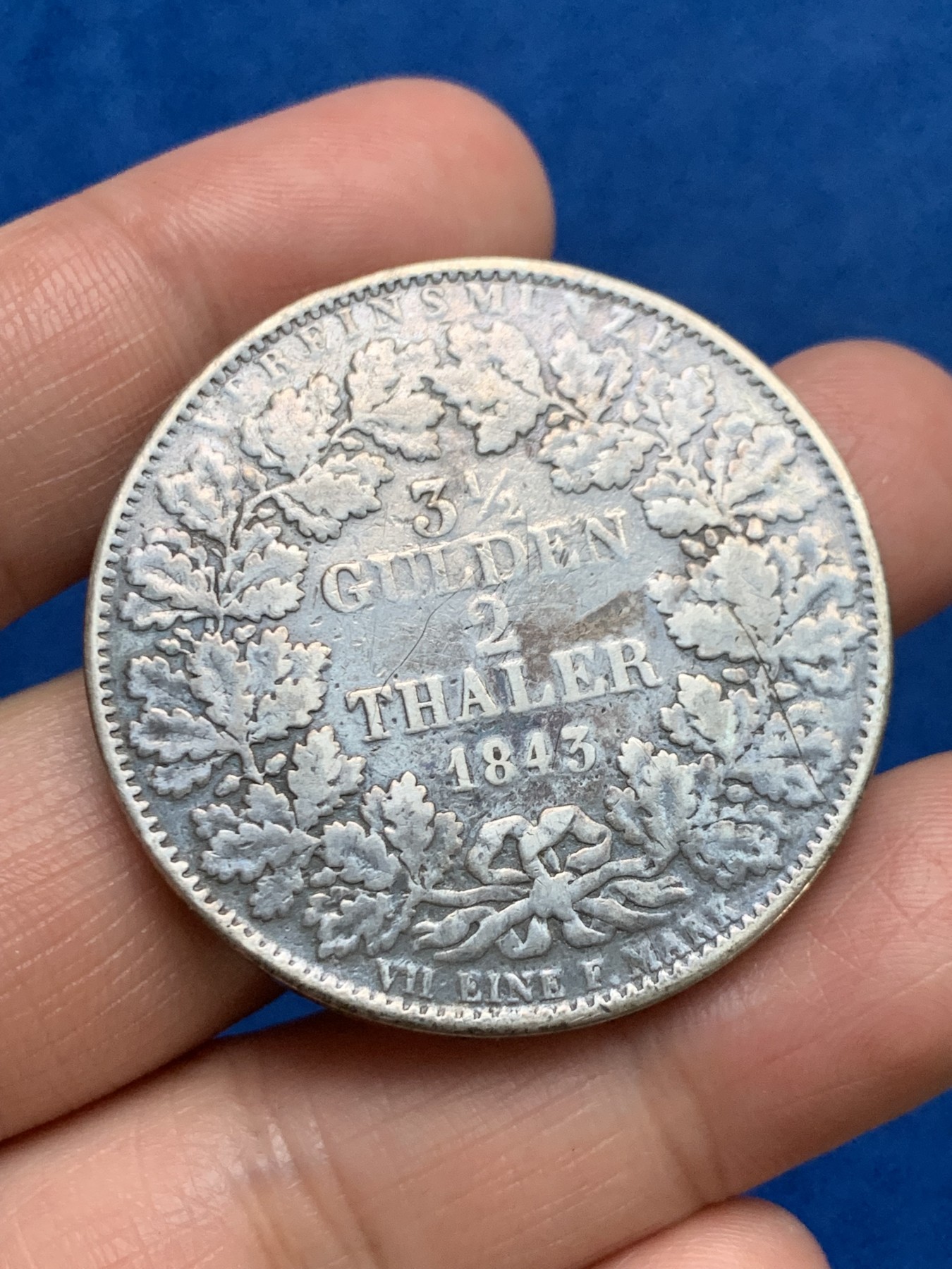 《竞宝斋》第249场-周日，周一 ，周二3场连拍 (全场包邮) 1843年德国巴登利奥波德2泰勒银币