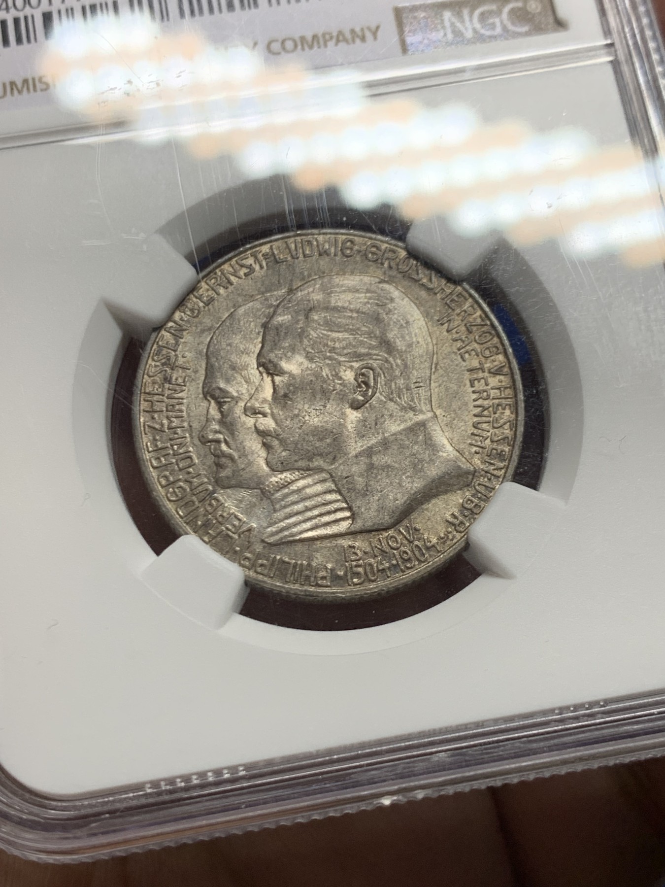 《竞宝斋》第249场-周日，周一 ，周二3场连拍 (全场包邮) NGC  MS63  德国  1904年  黑森达姆施塔特2马克