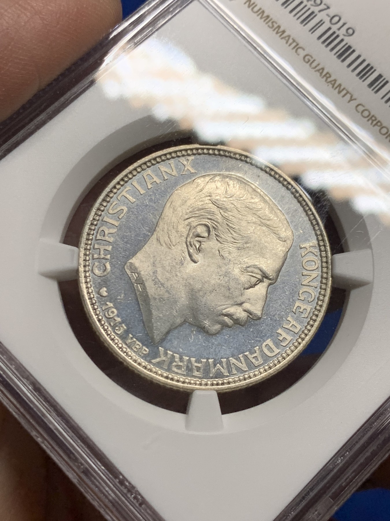 《竞宝斋》第249场-周日，周一 ，周二3场连拍 (全场包邮) NGC  MS64  丹麦  1915年  流通版2克朗，比各种纪念版的2克朗少见很多