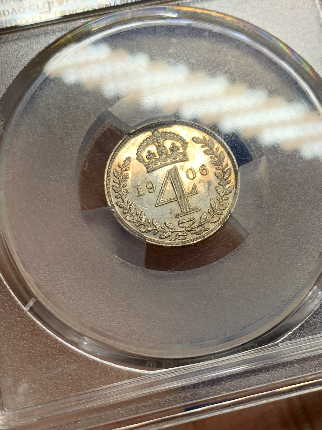 《竞宝斋》第249场-周日，周一 ，周二3场连拍 (全场包邮) PCGS  PL64  英国  1906年  爱德华七世濯足节4便士