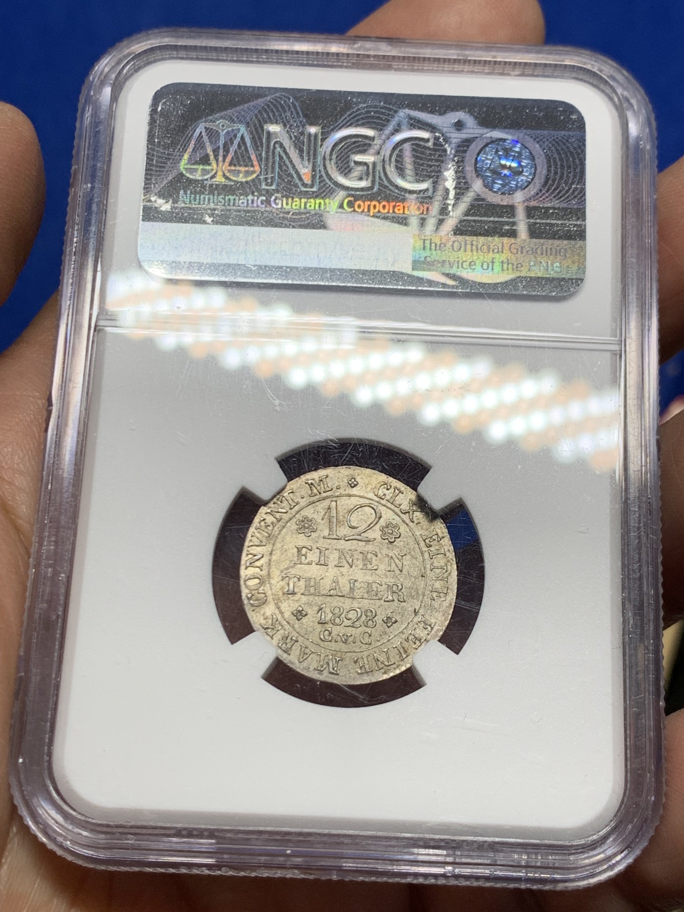 《竞宝斋》第249场-周日，周一 ，周二3场连拍 (全场包邮) NGC  MS63  德国  1828年  布伦瑞克1/12泰勒