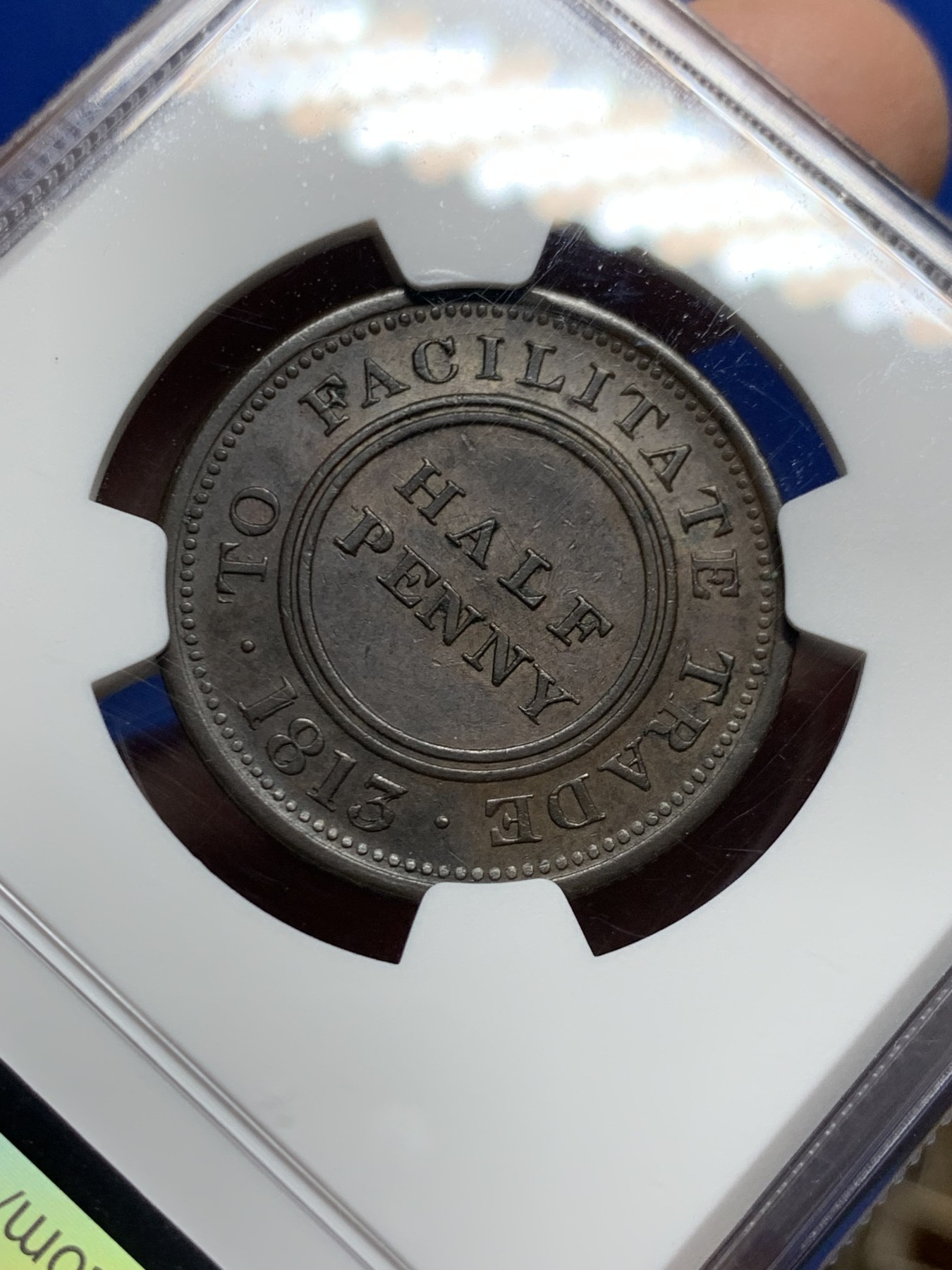 《竞宝斋》第249场-周日，周一 ，周二3场连拍 (全场包邮) NGC  MS62BN  英国  1813年  伍斯特1/2便士TOKEN代用币