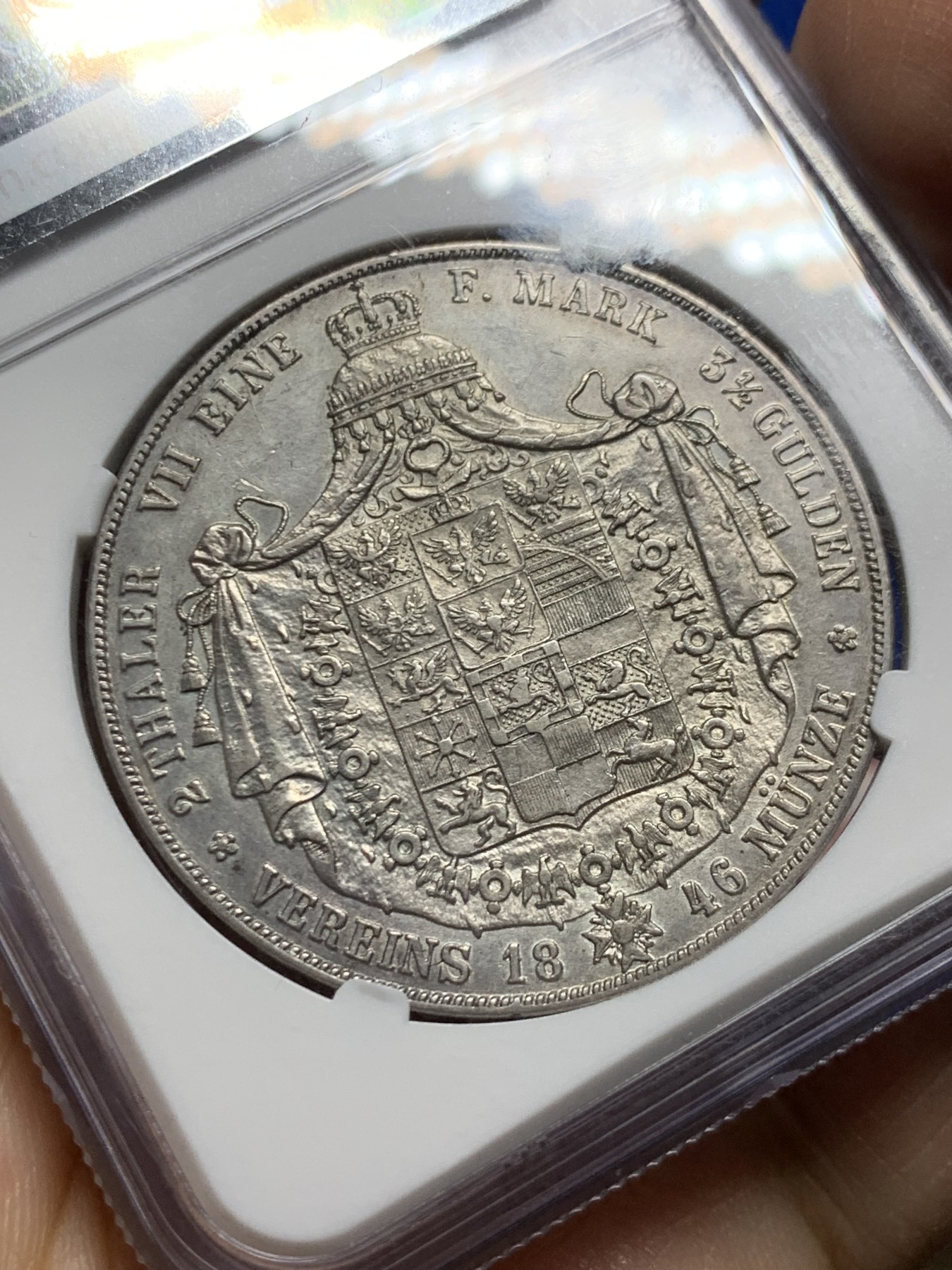 《竞宝斋》第249场-周日，周一 ，周二3场连拍 (全场包邮) NGC  AUD  德国  1846年  普鲁士威廉四世2泰勒