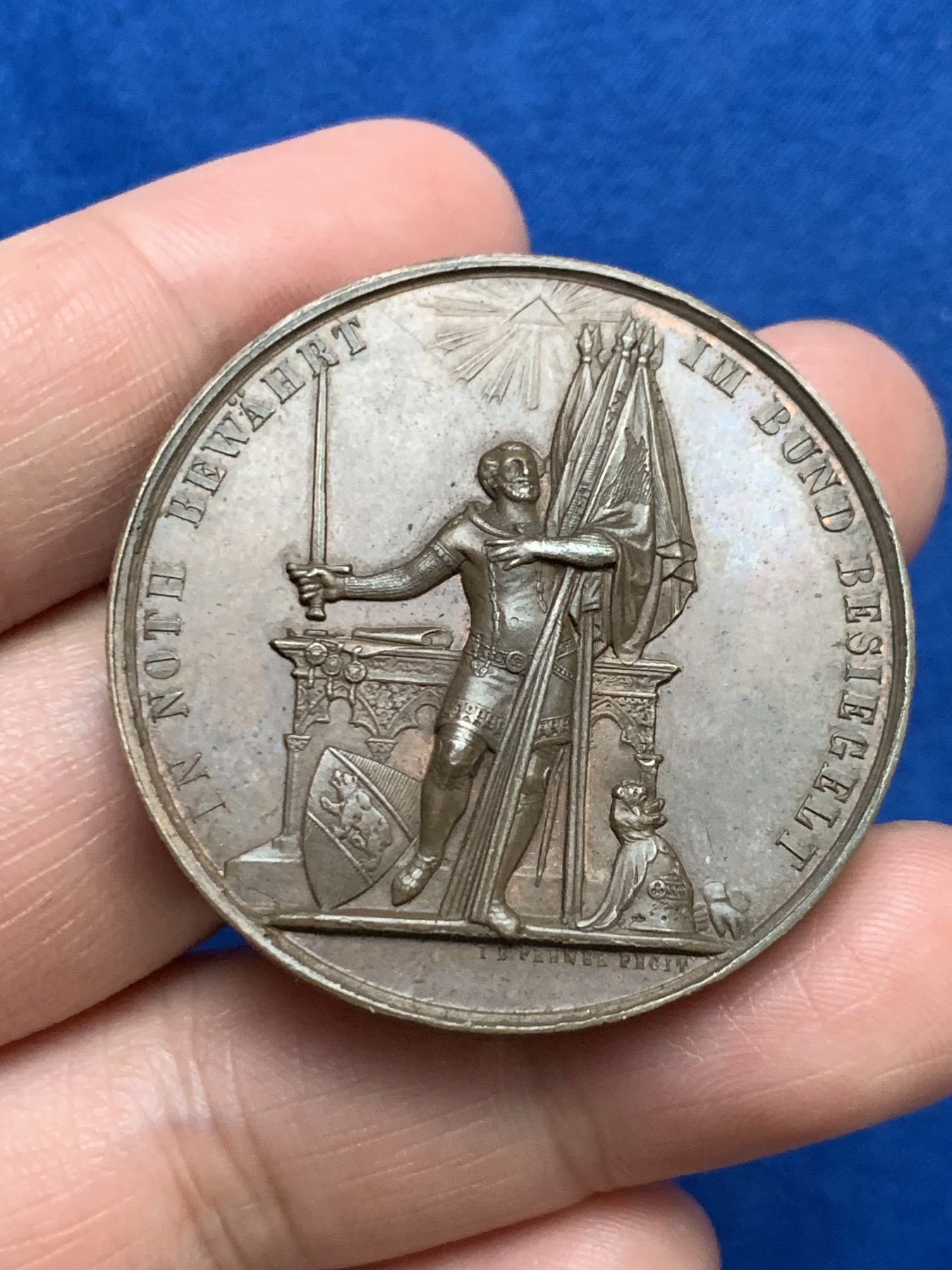 《竞宝斋》第249场-周日，周一 ，周二3场连拍 (全场包邮) 1853 瑞士伯尔尼加入瑞士联邦500周年纪念铜章，直径41.6mm，约36克