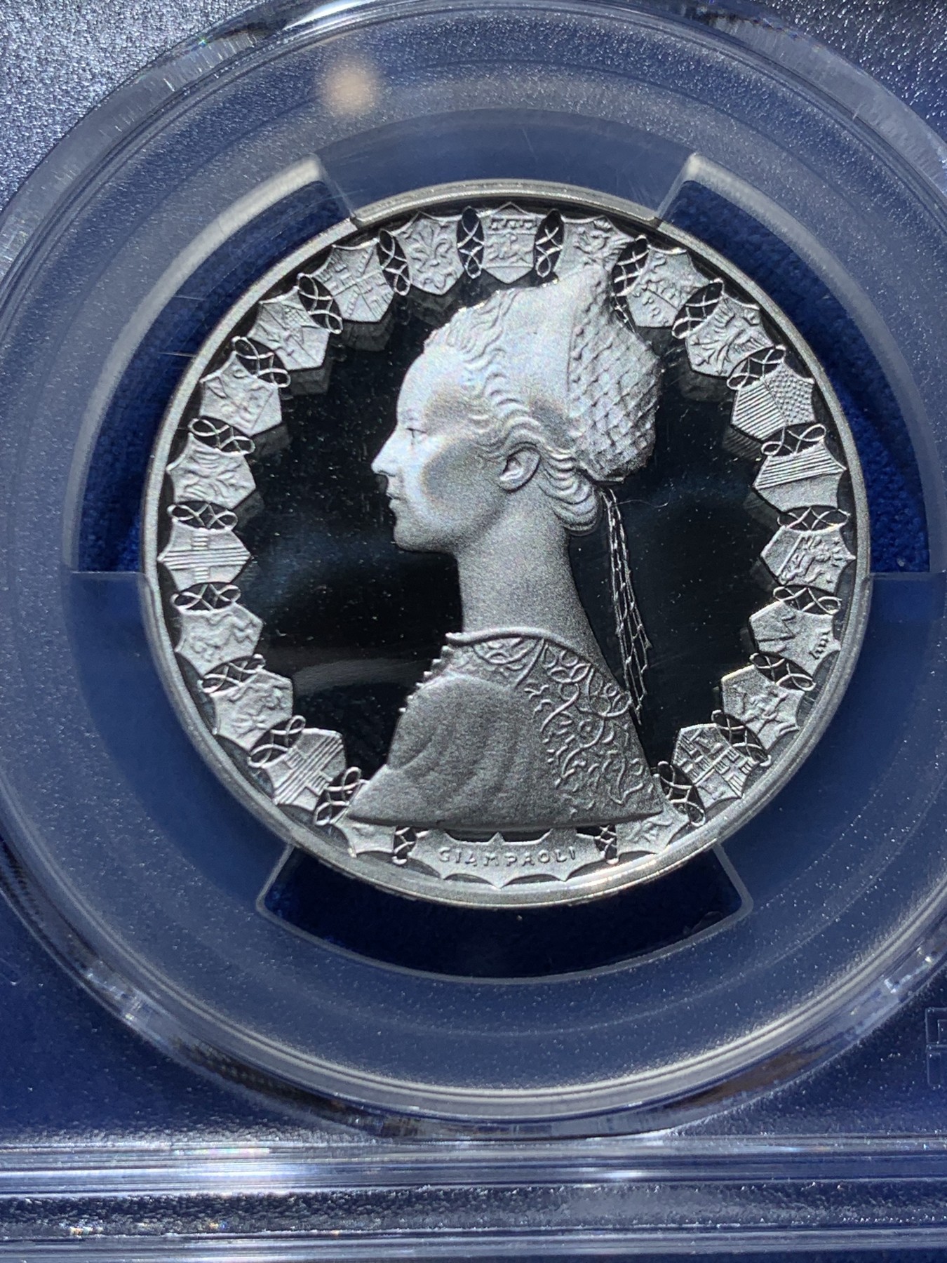 《竞宝斋》第249场-周日，周一 ，周二3场连拍 (全场包邮) PCGS PR69DCAM 意大利1999年帆船少女500里拉精制银币 冠军分