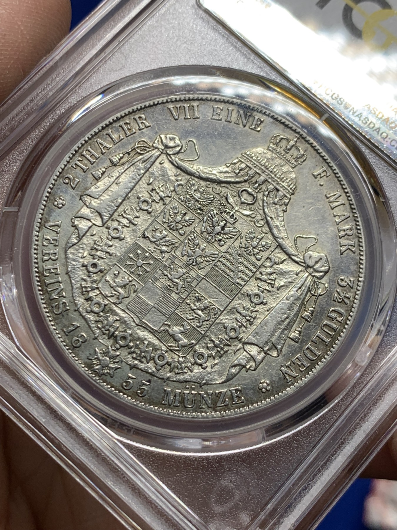 《竞宝斋》第249场-周日，周一 ，周二3场连拍 (全场包邮) PCGS  AU53  德国  1855年  普鲁士威廉四世2泰勒