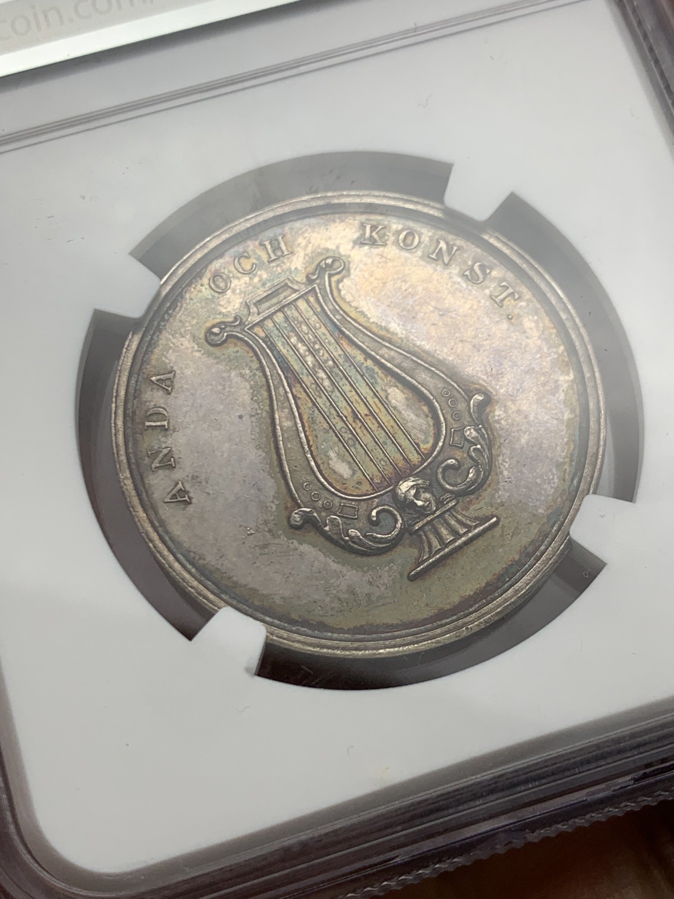 《竞宝斋》第249场-周日，周一 ，周二3场连拍 (全场包邮) NGC  MS62  瑞典  19世纪  艺术家约翰马泽尔小银章