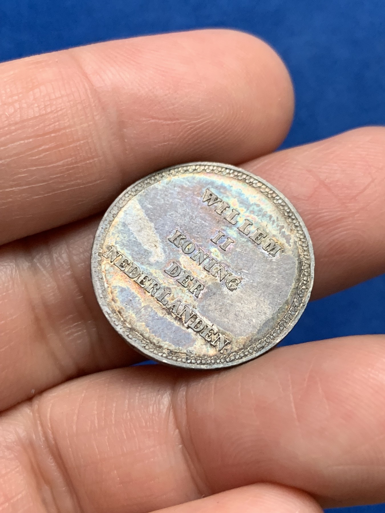 《竞宝斋》第249场-周日，周一 ，周二3场连拍 (全场包邮) 1840 荷兰威廉二世小银章，直径23mm，约3.4克