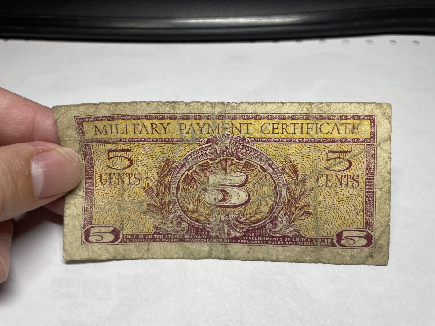 2024年集古藏今外币拍卖第二期-第6场-纸币专场（总第16拍） 美军军票5分