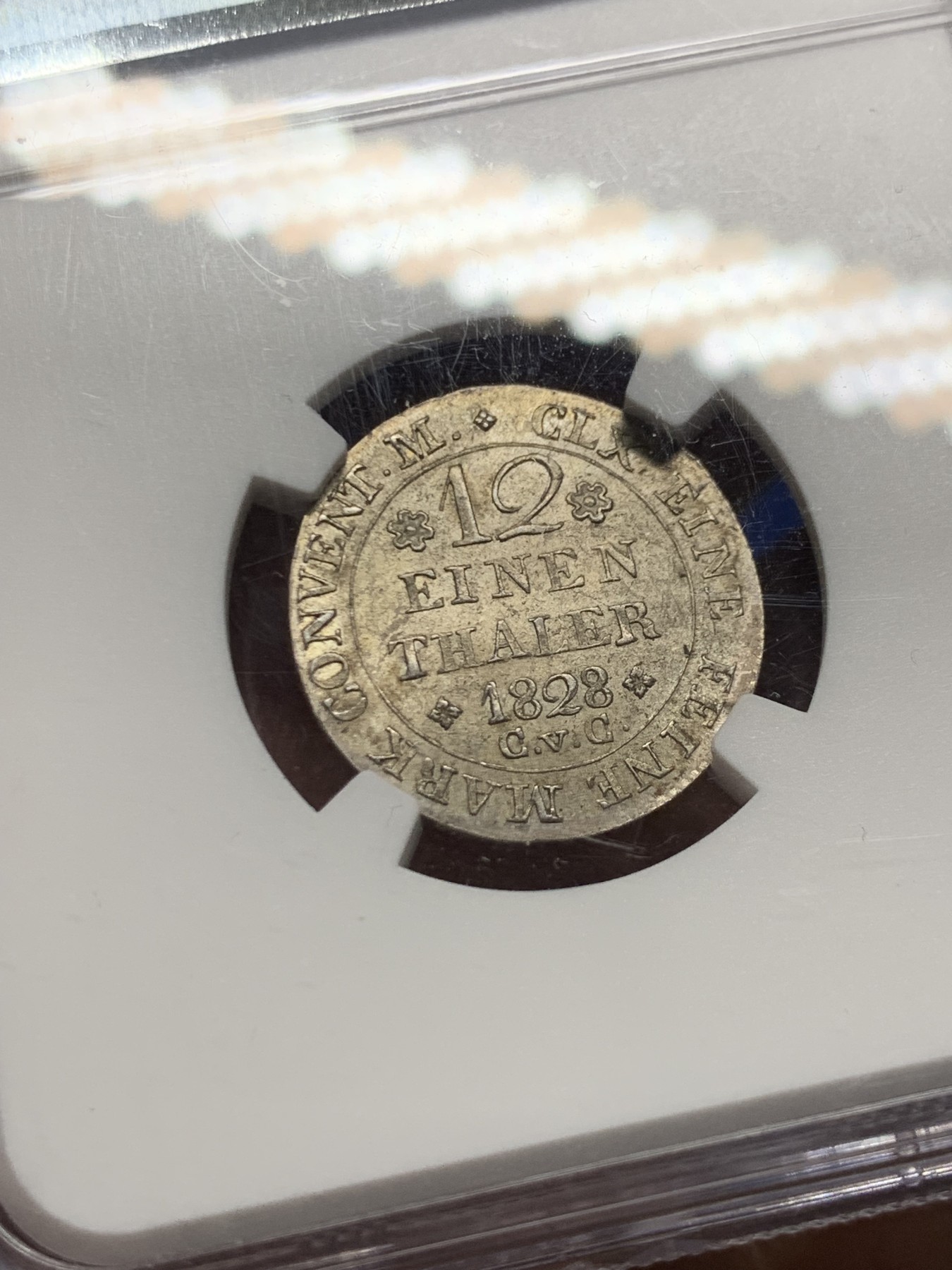 《竞宝斋》第249场-周日，周一 ，周二3场连拍 (全场包邮) NGC  MS63  德国  1828年  布伦瑞克1/12泰勒