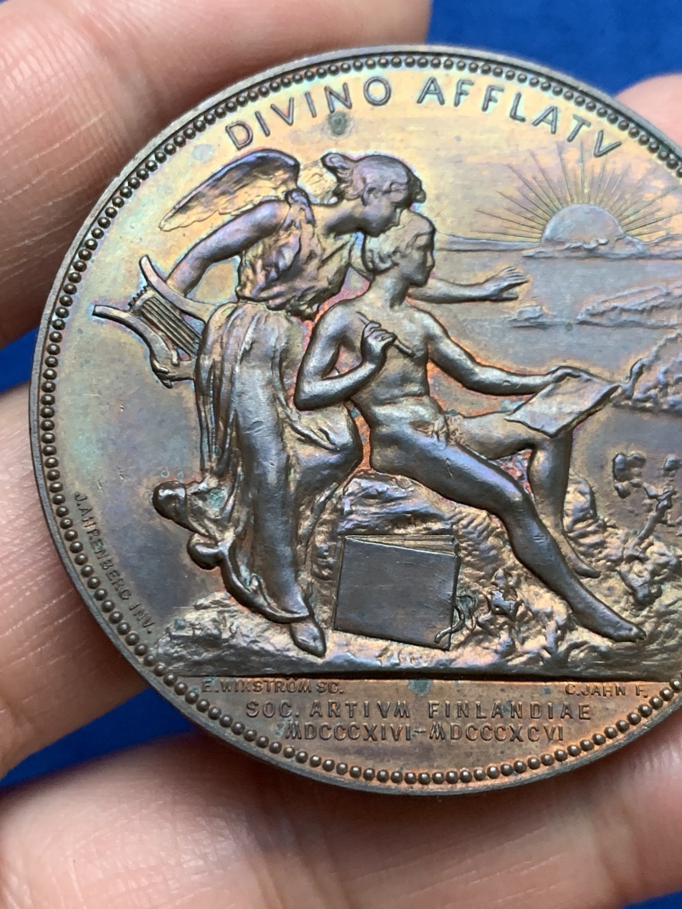 《竞宝斋》第249场-周日，周一 ，周二3场连拍 (全场包邮) 1846 芬兰艺术家协会铜章，直径47.5mm，约54.9克