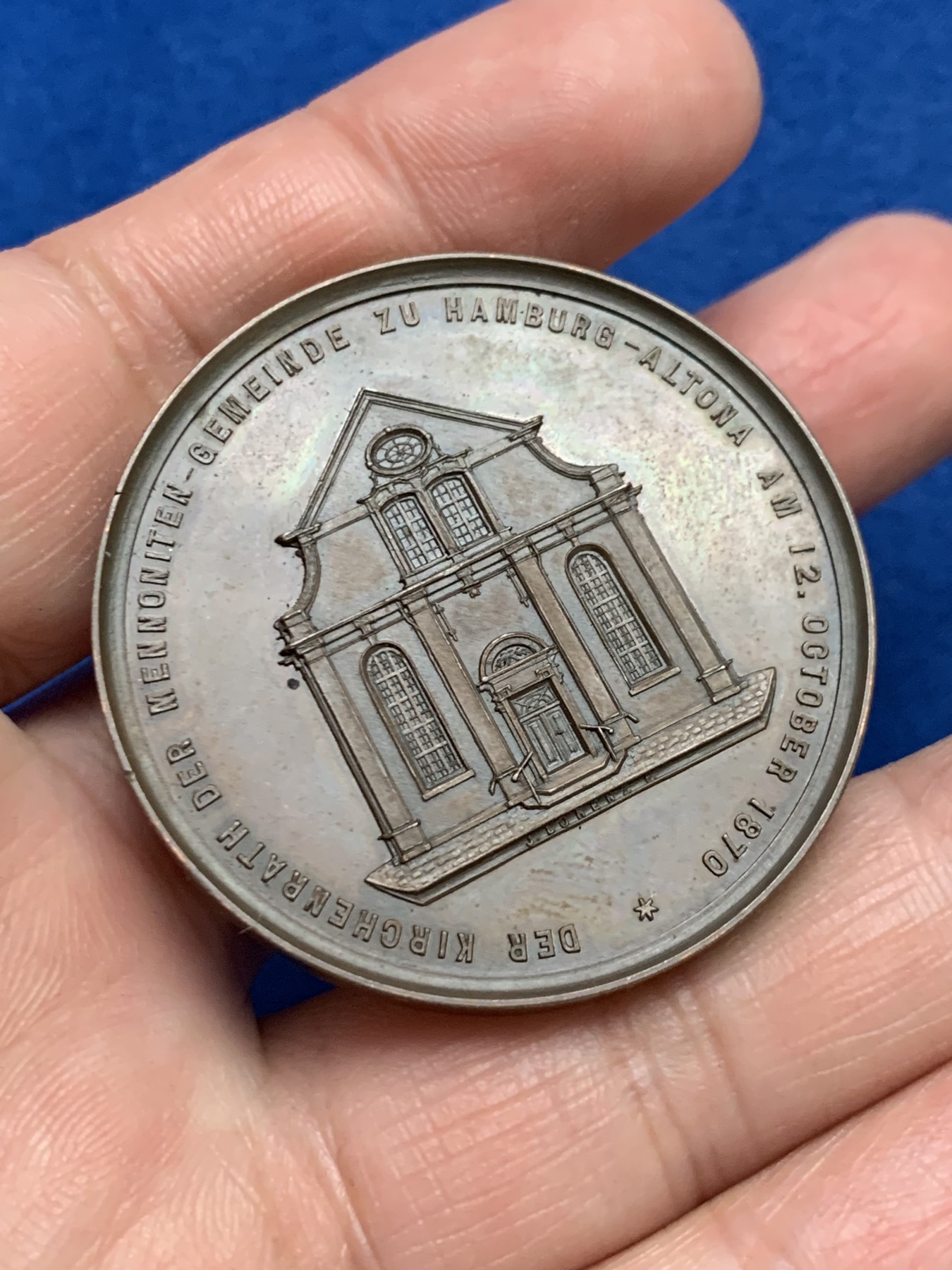 《竞宝斋》第249场-周日，周一 ，周二3场连拍 (全场包邮) 1870 德国卡尔卢森逝世25周年纪念铜章，直径42.5mm，约32.3克