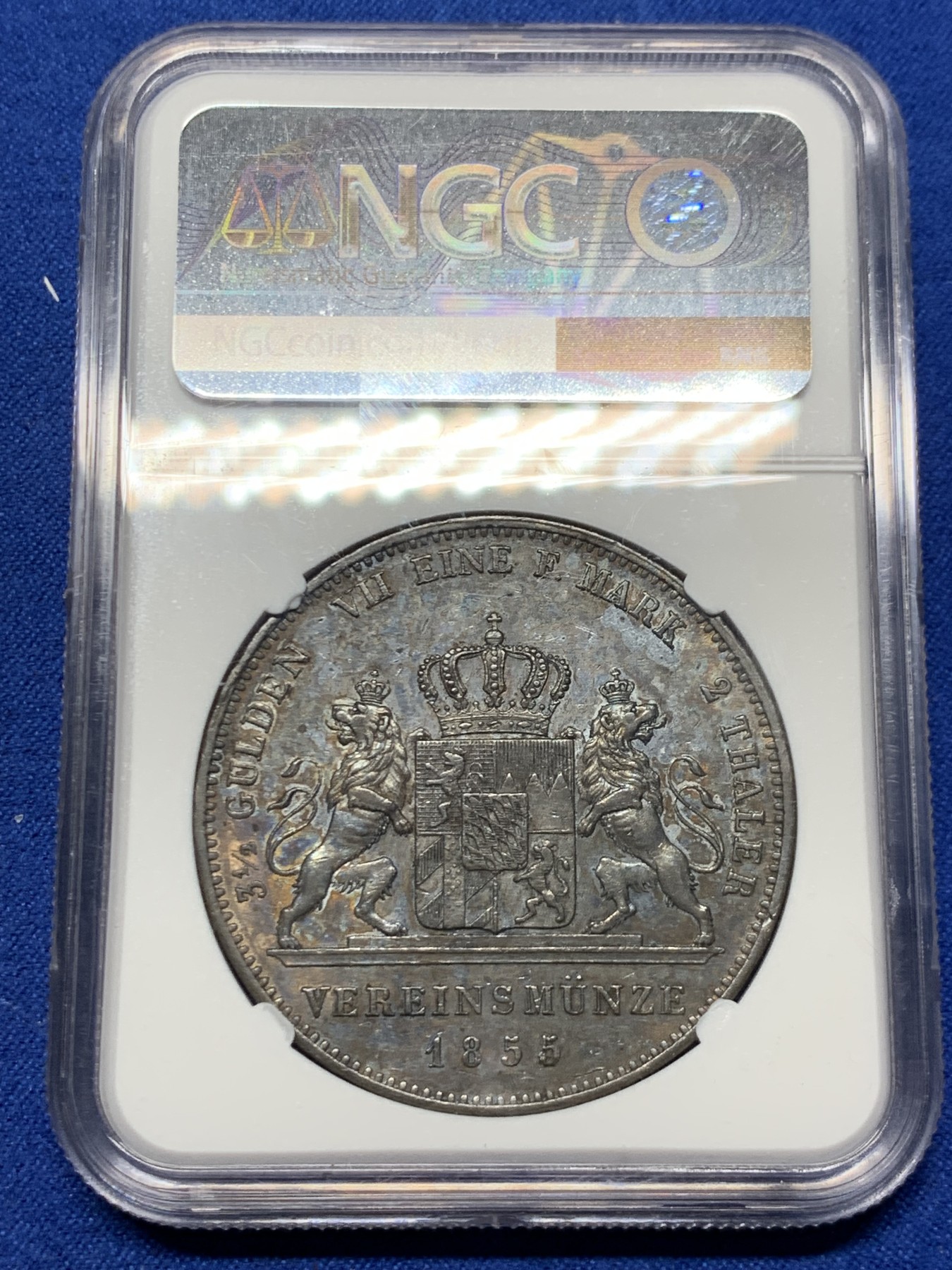 《竞宝斋》第249场-周日，周一 ，周二3场连拍 (全场包邮) NGC  AUD  德国  1855年  巴伐利亚双师2泰勒