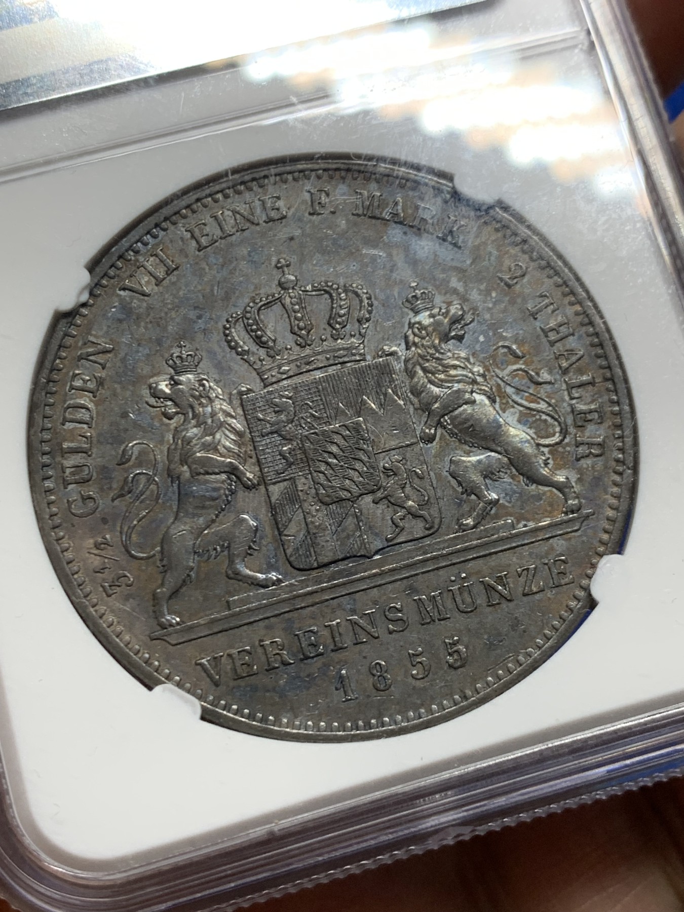 《竞宝斋》第249场-周日，周一 ，周二3场连拍 (全场包邮) NGC  AUD  德国  1855年  巴伐利亚双师2泰勒