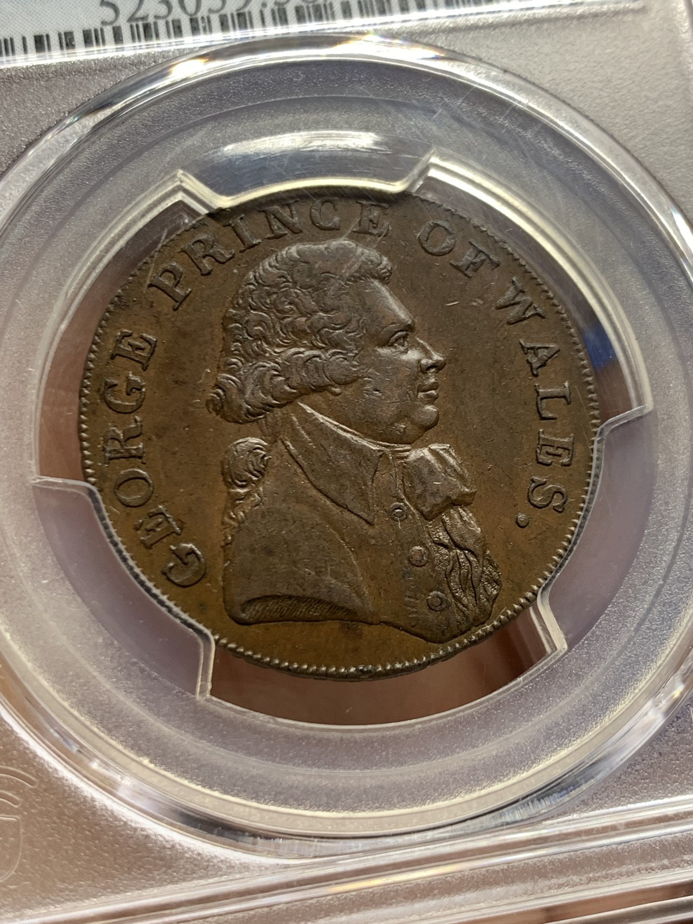 《竞宝斋》第249场-周日，周一 ，周二3场连拍 (全场包邮) PCGS  AU58  英国  1794年  苏塞克斯·布莱顿1/2便士TOKEN代用币