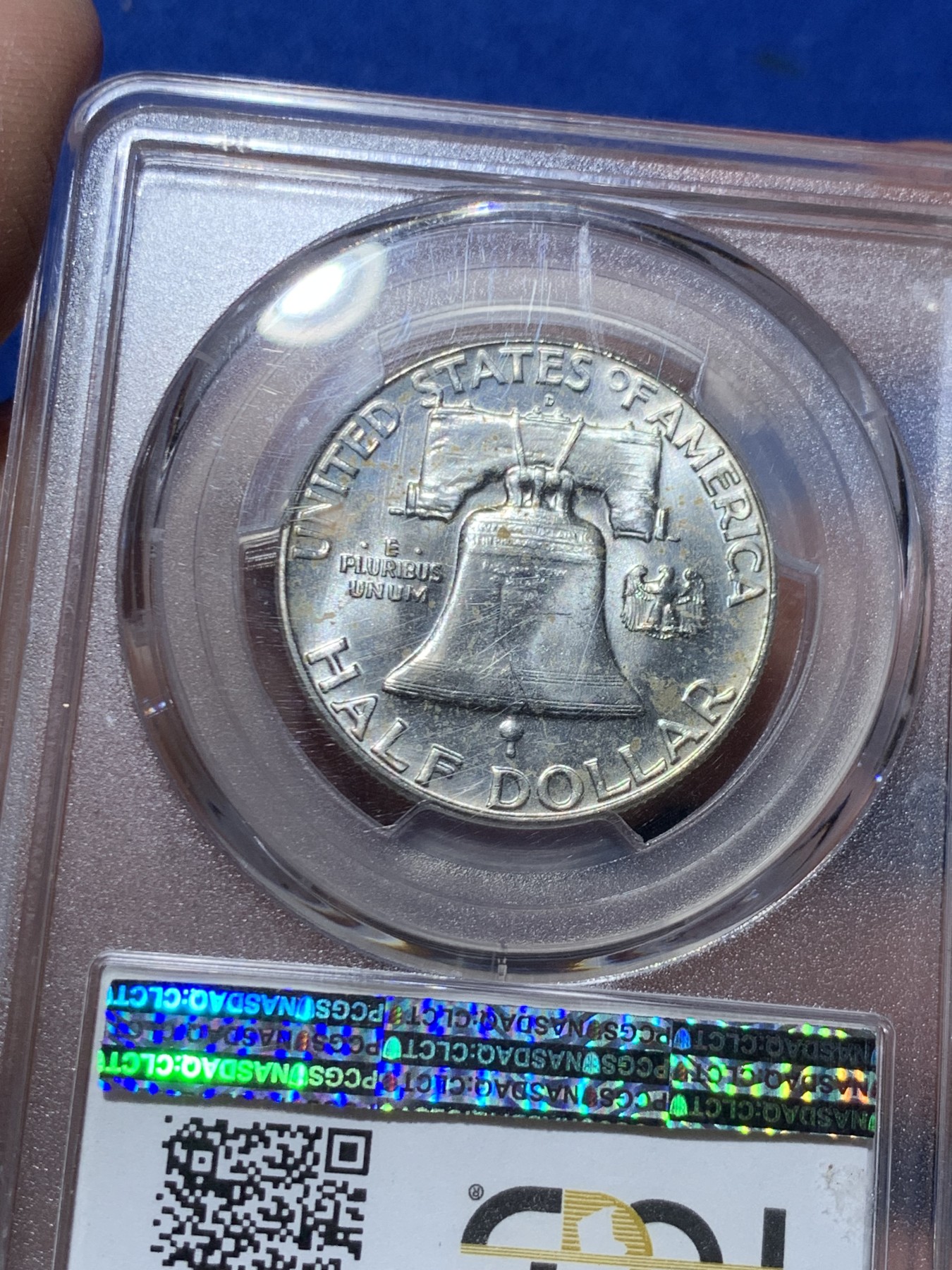 《竞宝斋》第249场-周日，周一 ，周二3场连拍 (全场包邮) PCGS MS64 美国1963年D版富兰克林50分银币