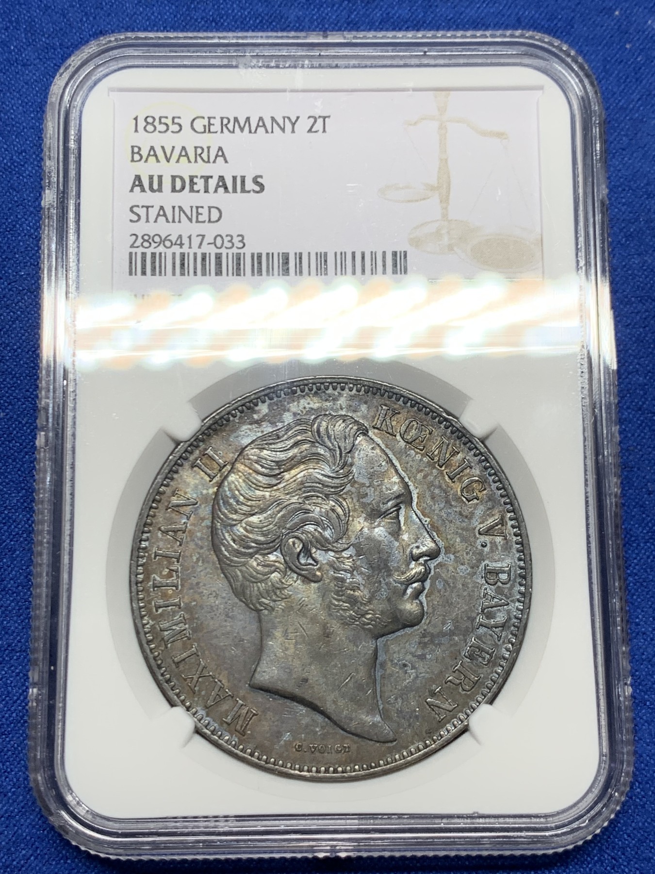 《竞宝斋》第249场-周日，周一 ，周二3场连拍 (全场包邮) NGC  AUD  德国  1855年  巴伐利亚双师2泰勒