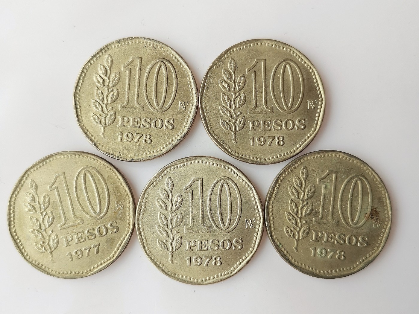 第一海外回流一元起拍收藏 散币专场 第72期 阿根廷10比索 太阳神 5枚