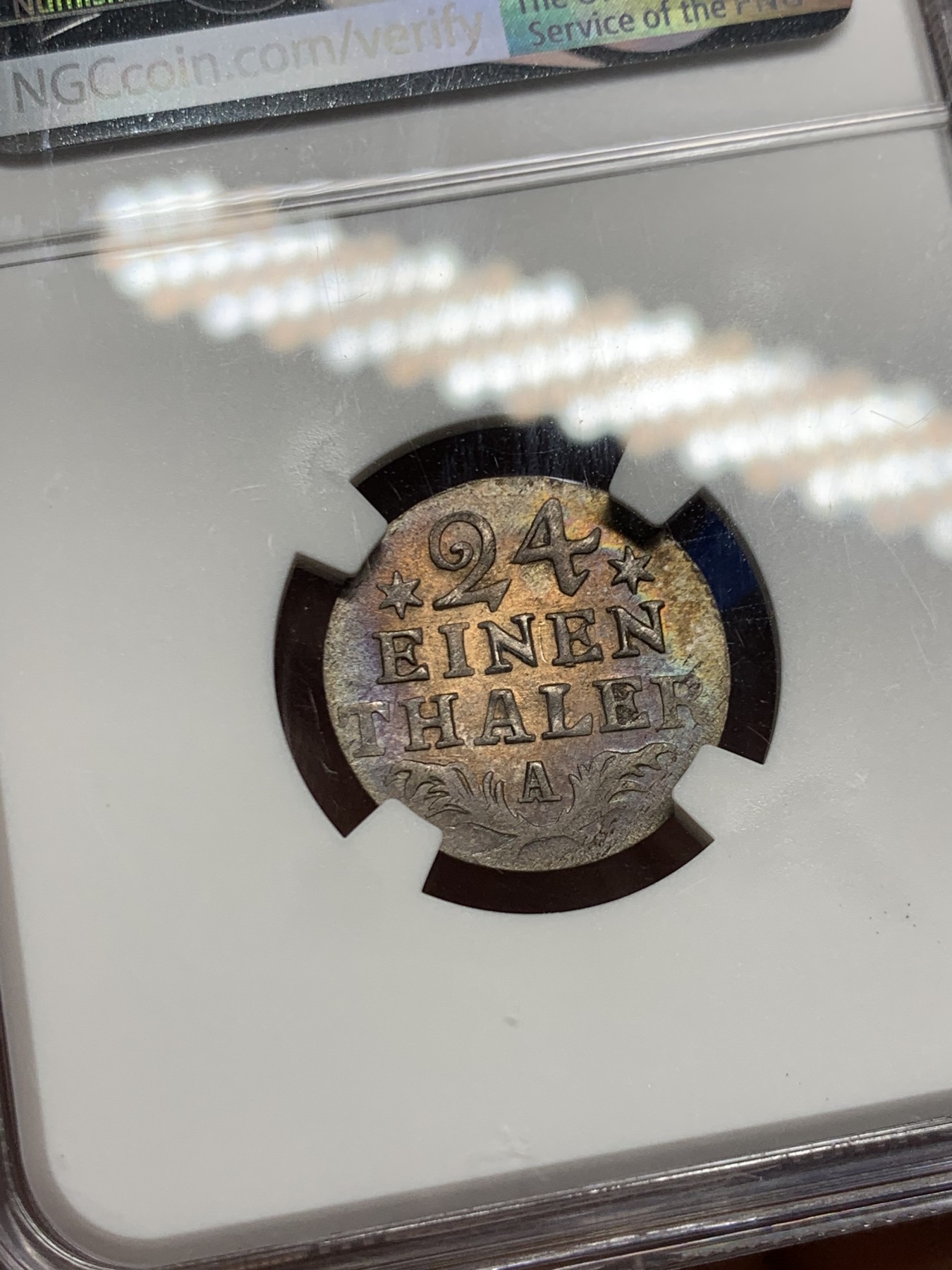 《竞宝斋》第249场-周日，周一 ，周二3场连拍 (全场包邮) NGC  MS63  德国  1782年 普鲁士1/24泰勒