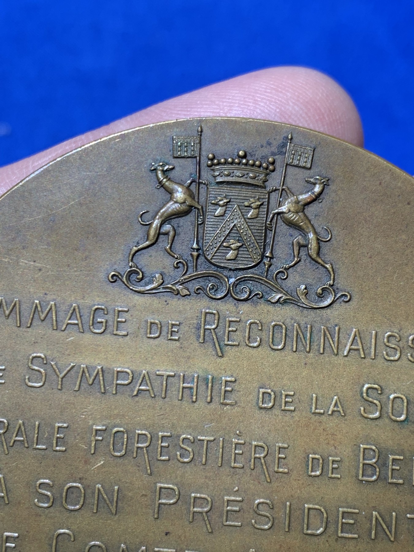 《竞宝斋》第249场-周日，周一 ，周二3场连拍 (全场包邮) 1913 比利时总统维萨尔铜章，直径65.4mm，约90.6克