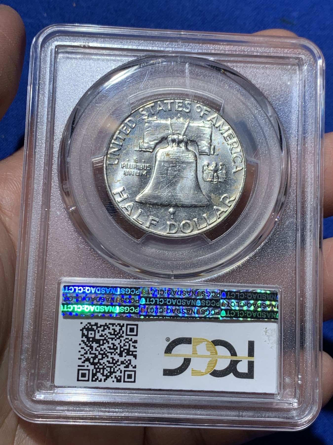 《竞宝斋》第249场-周日，周一 ，周二3场连拍 (全场包邮) PCGS MS64 美国1963年D版富兰克林50分银币