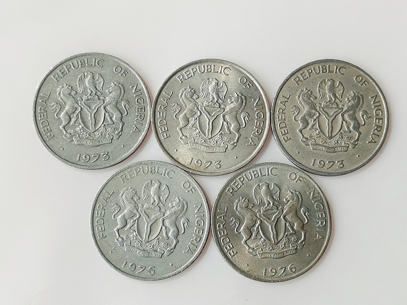第一海外回流一元起拍收藏 散币专场 第72期 70年代尼日利亚10考包 5枚