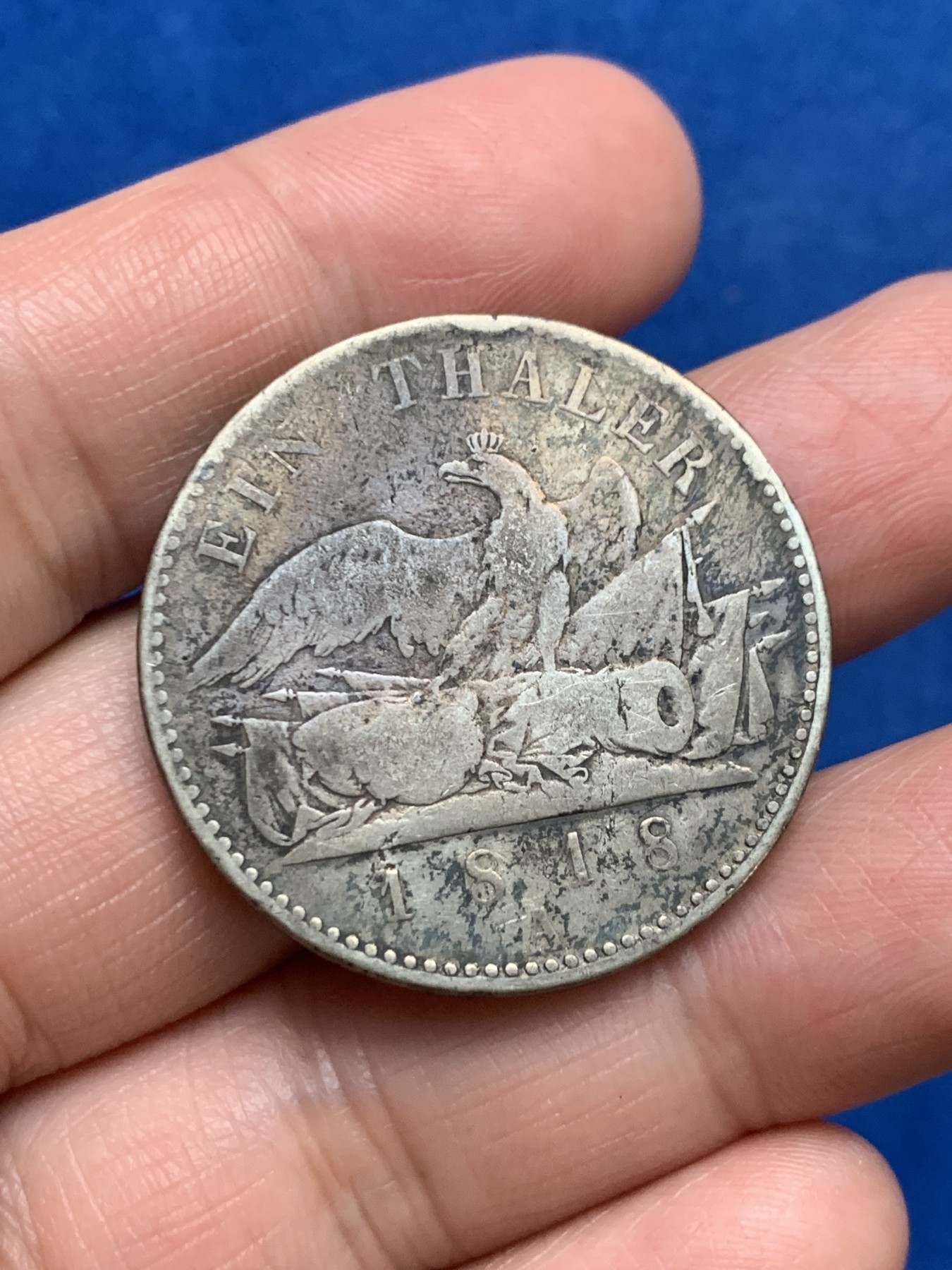 《竞宝斋》第249场-周日，周一 ，周二3场连拍 (全场包邮) 1818年德国普鲁士威廉三世泰勒银币