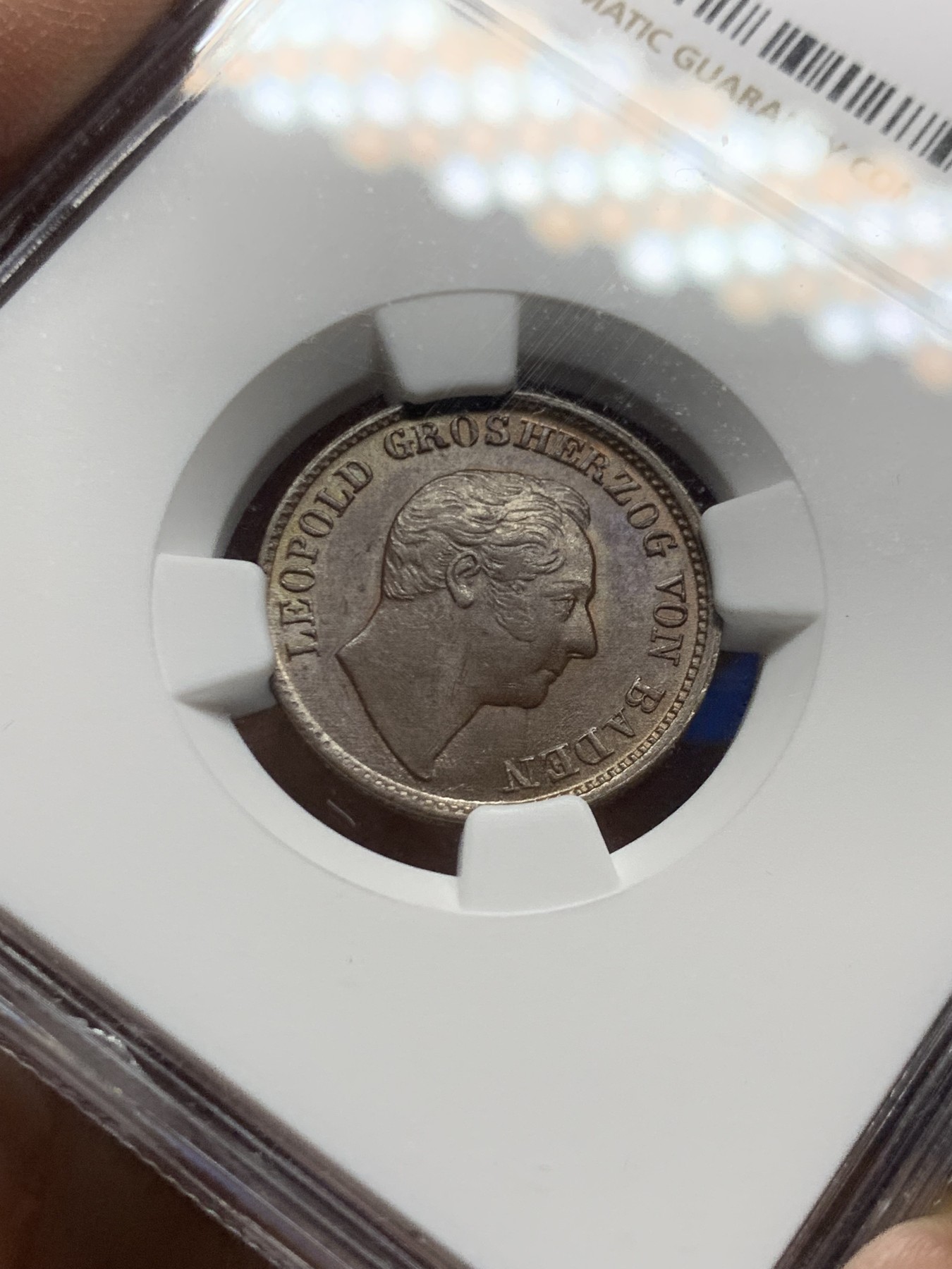 《竞宝斋》第249场-周日，周一 ，周二3场连拍 (全场包邮) NGC  MS63BN  德国  1846年  巴登1克鲁泽，少见小邦早期好品相铜币