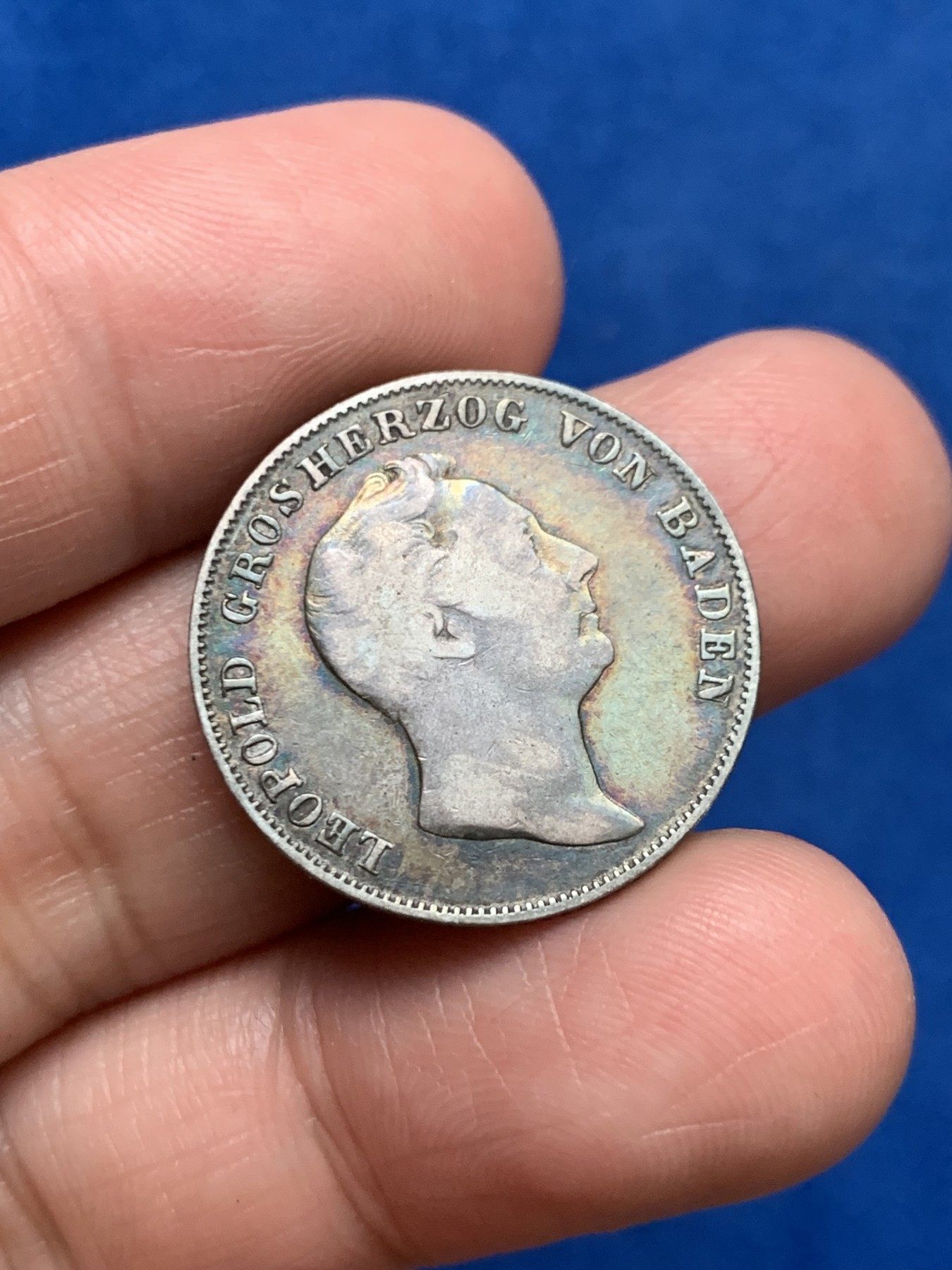 《竞宝斋》第249场-周日，周一 ，周二3场连拍 (全场包邮) 1838年德国利奥波德巴登半盾银币