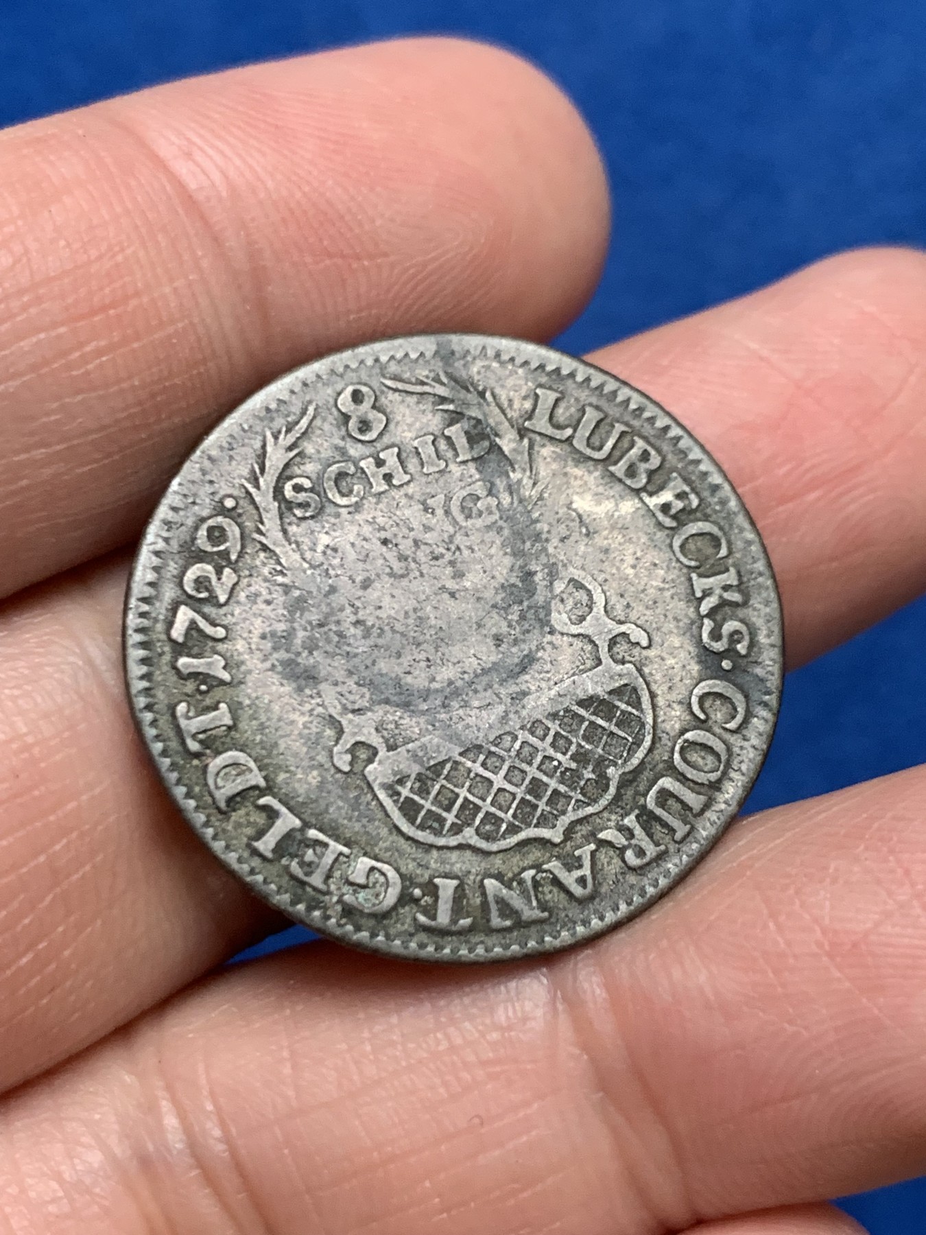 《竞宝斋》第249场-周日，周一 ，周二3场连拍 (全场包邮) 1729年德国吕贝克8先令银币