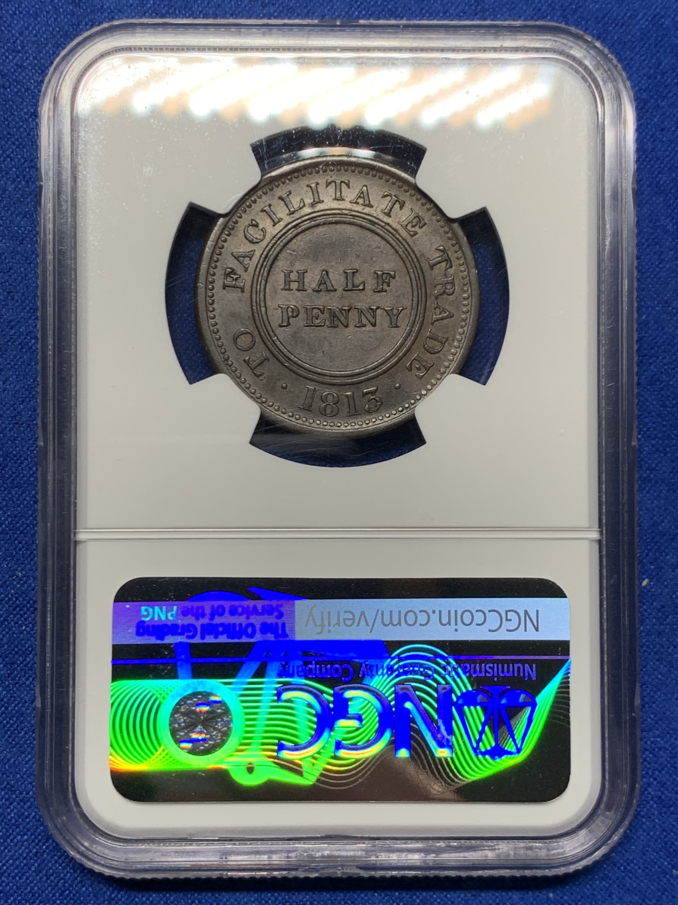 《竞宝斋》第249场-周日，周一 ，周二3场连拍 (全场包邮) NGC  MS62BN  英国  1813年  伍斯特1/2便士TOKEN代用币