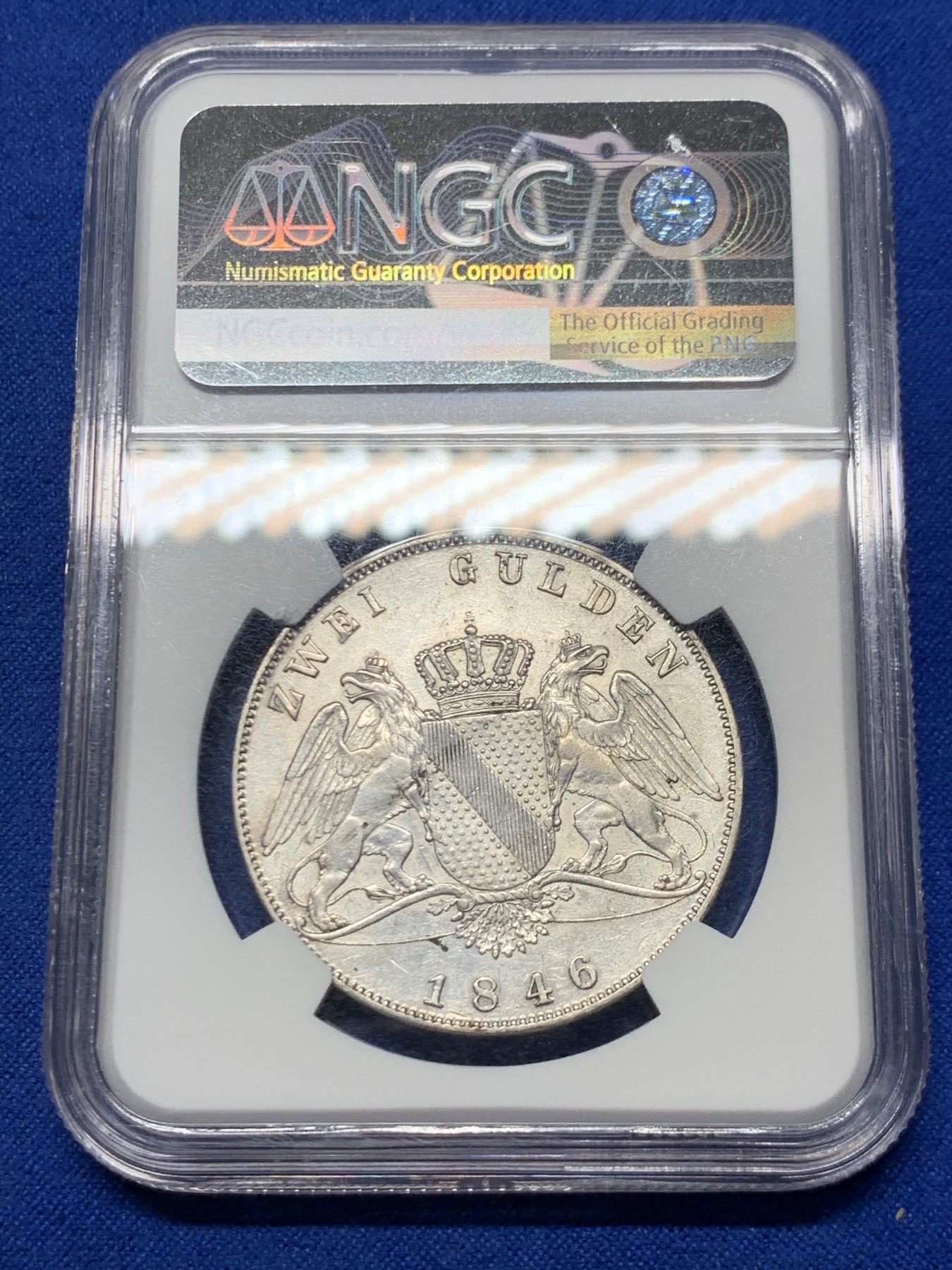 《竞宝斋》第249场-周日，周一 ，周二3场连拍 (全场包邮) NGC  AUD  德国  1846年  巴登利奥波德2盾