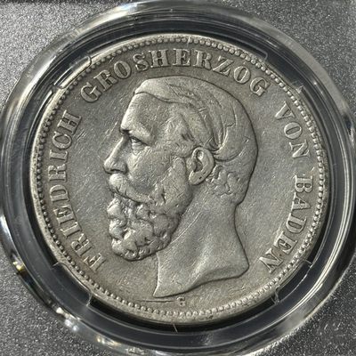 钱币评级专场&全场保真包代 - 德国巴登五马克银币一图一物、保真包代