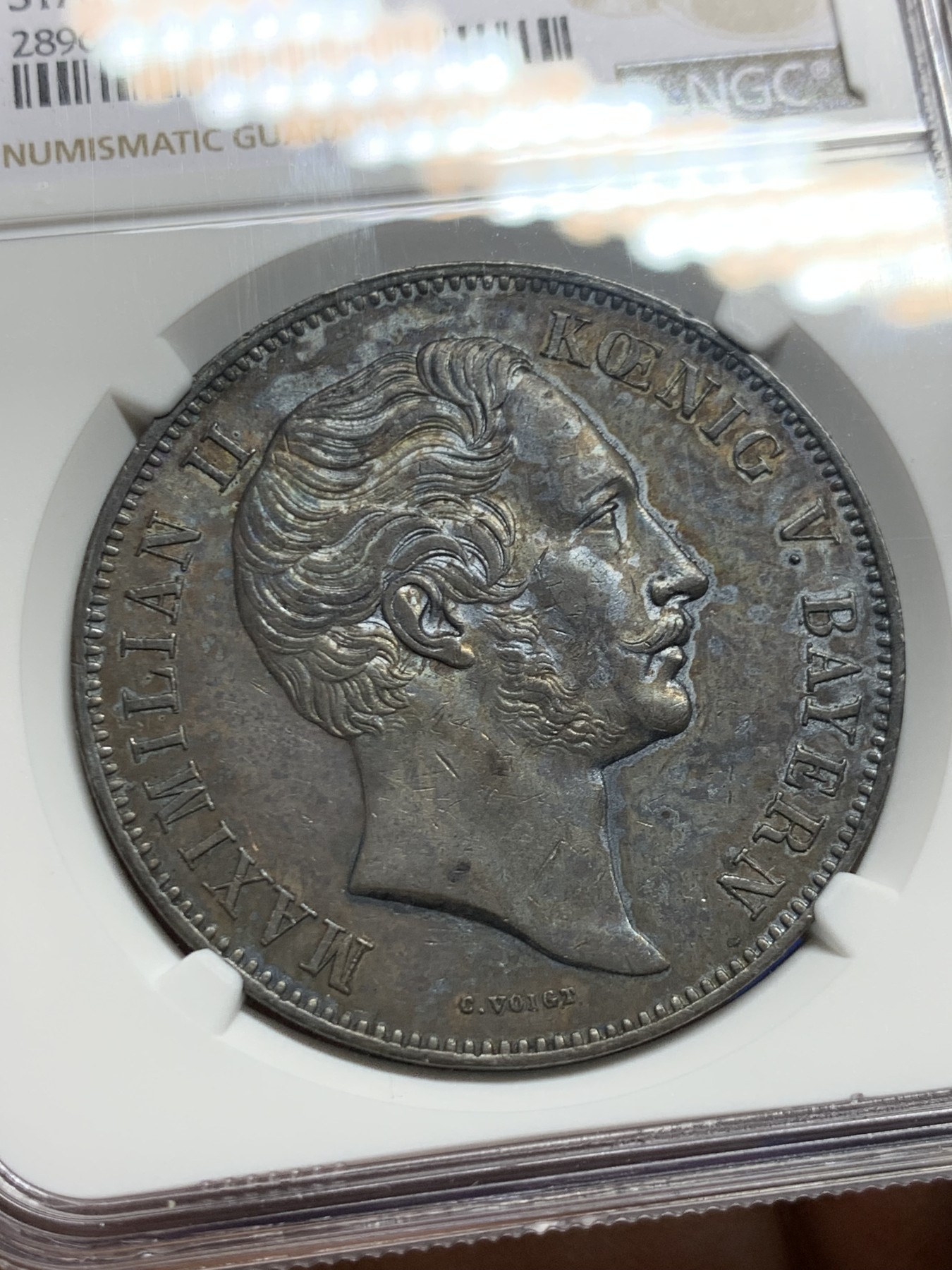 《竞宝斋》第249场-周日，周一 ，周二3场连拍 (全场包邮) NGC  AUD  德国  1855年  巴伐利亚双师2泰勒