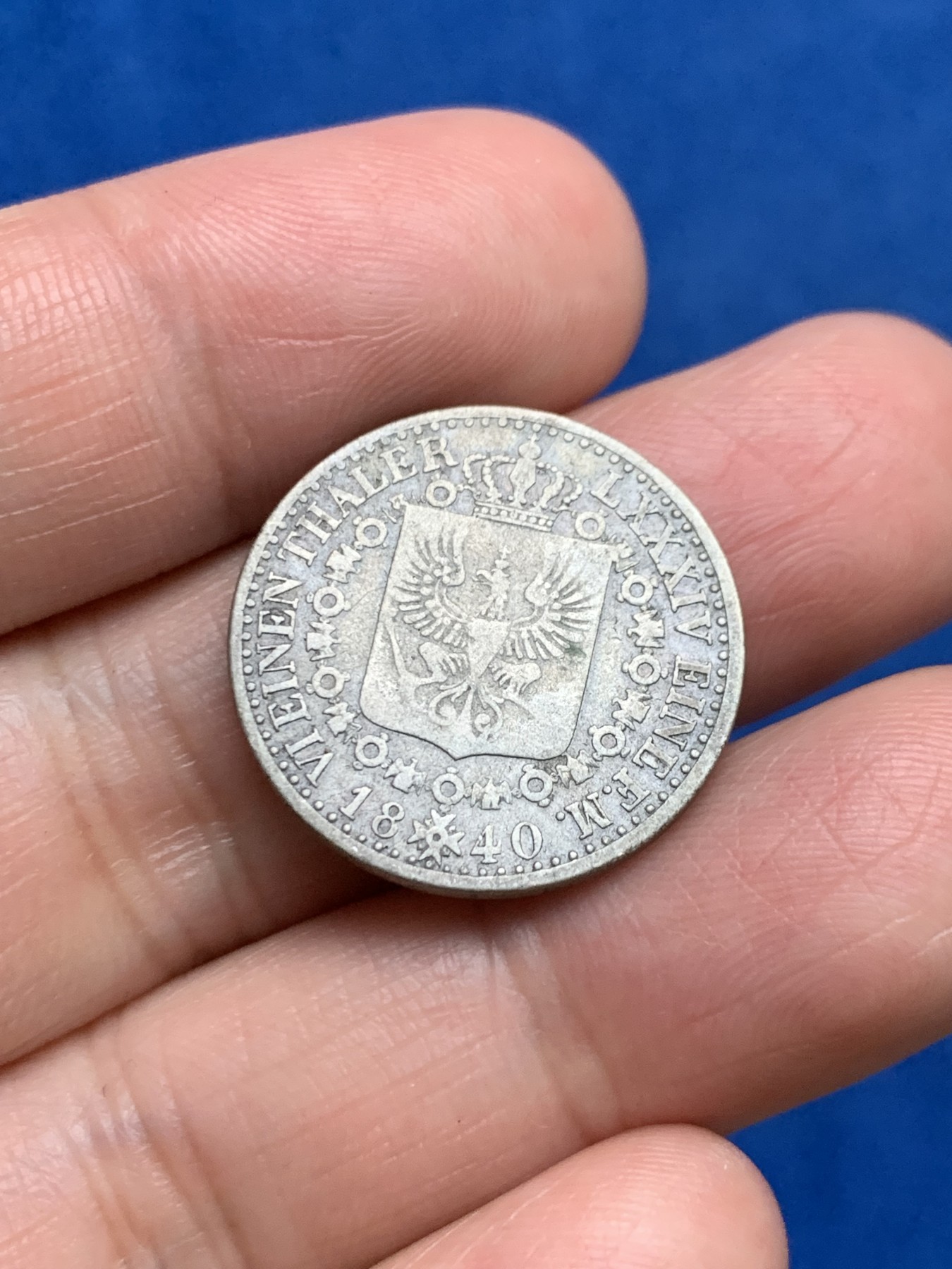 《竞宝斋》第249场-周日，周一 ，周二3场连拍 (全场包邮) 1840年德国普鲁士威廉三世1/6泰勒银币